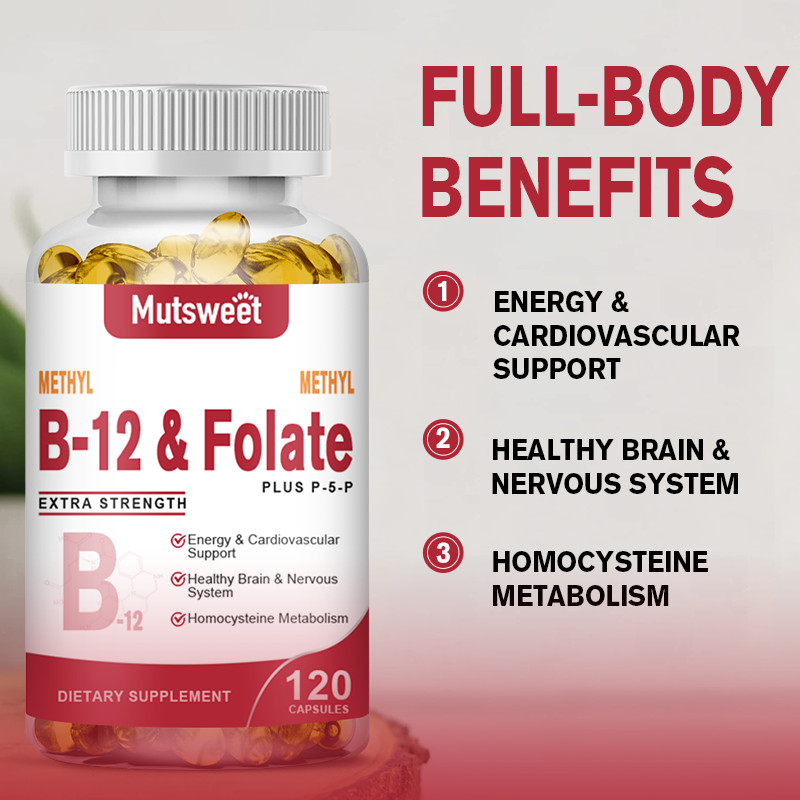 Methyl B-12 & Methyl Folate Plus P5P Vitamin B6, B12, Extra Strength,120 Pills