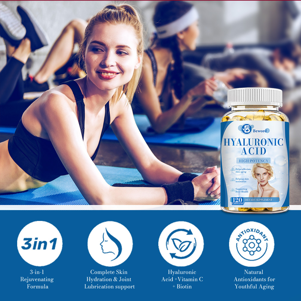 Hyaluronic Acid Anti Aging Hydrating Capsules Wrinkles Fine Lines Joint Health-