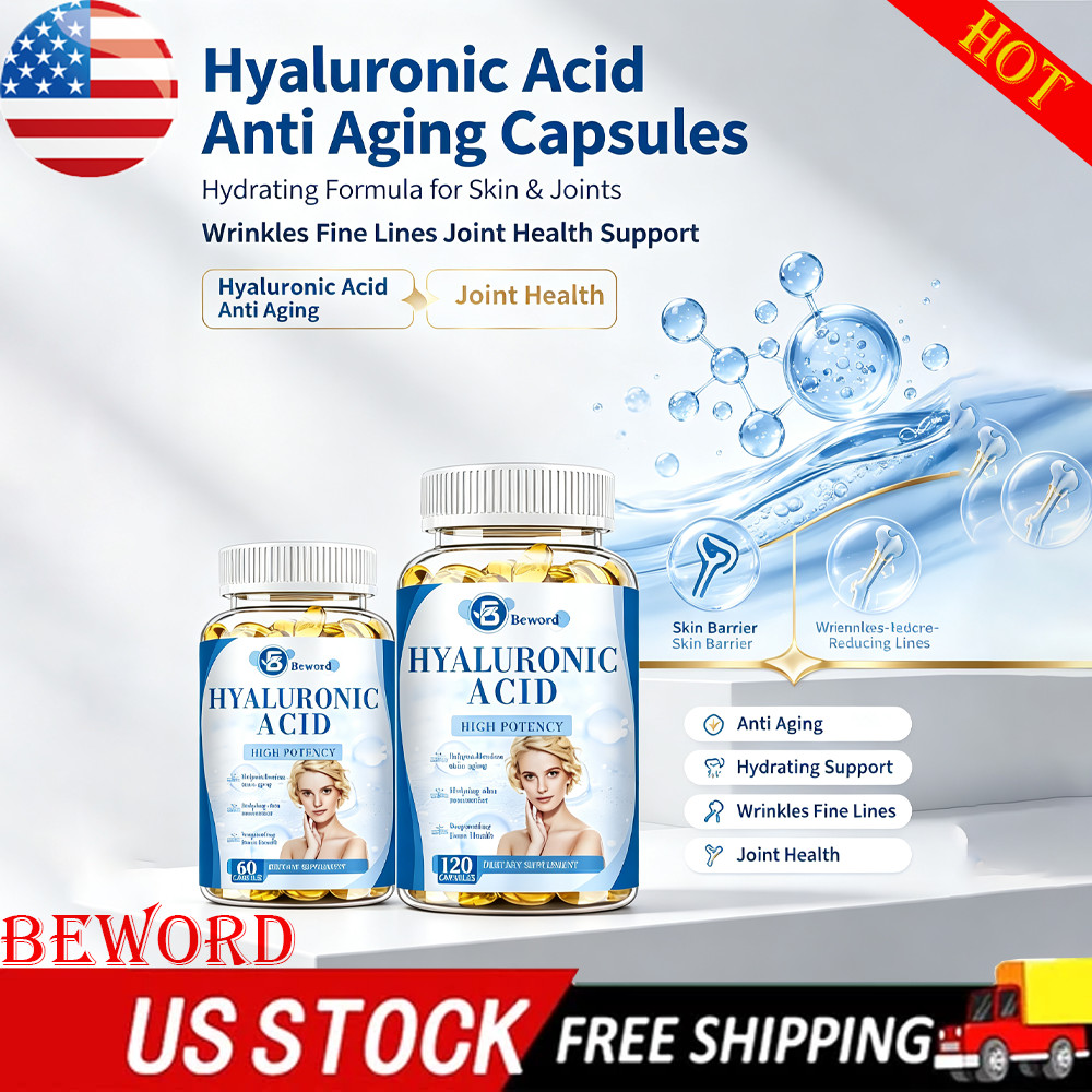 Hyaluronic Acid Anti Aging Hydrating Capsules Wrinkles Fine Lines Joint Health-