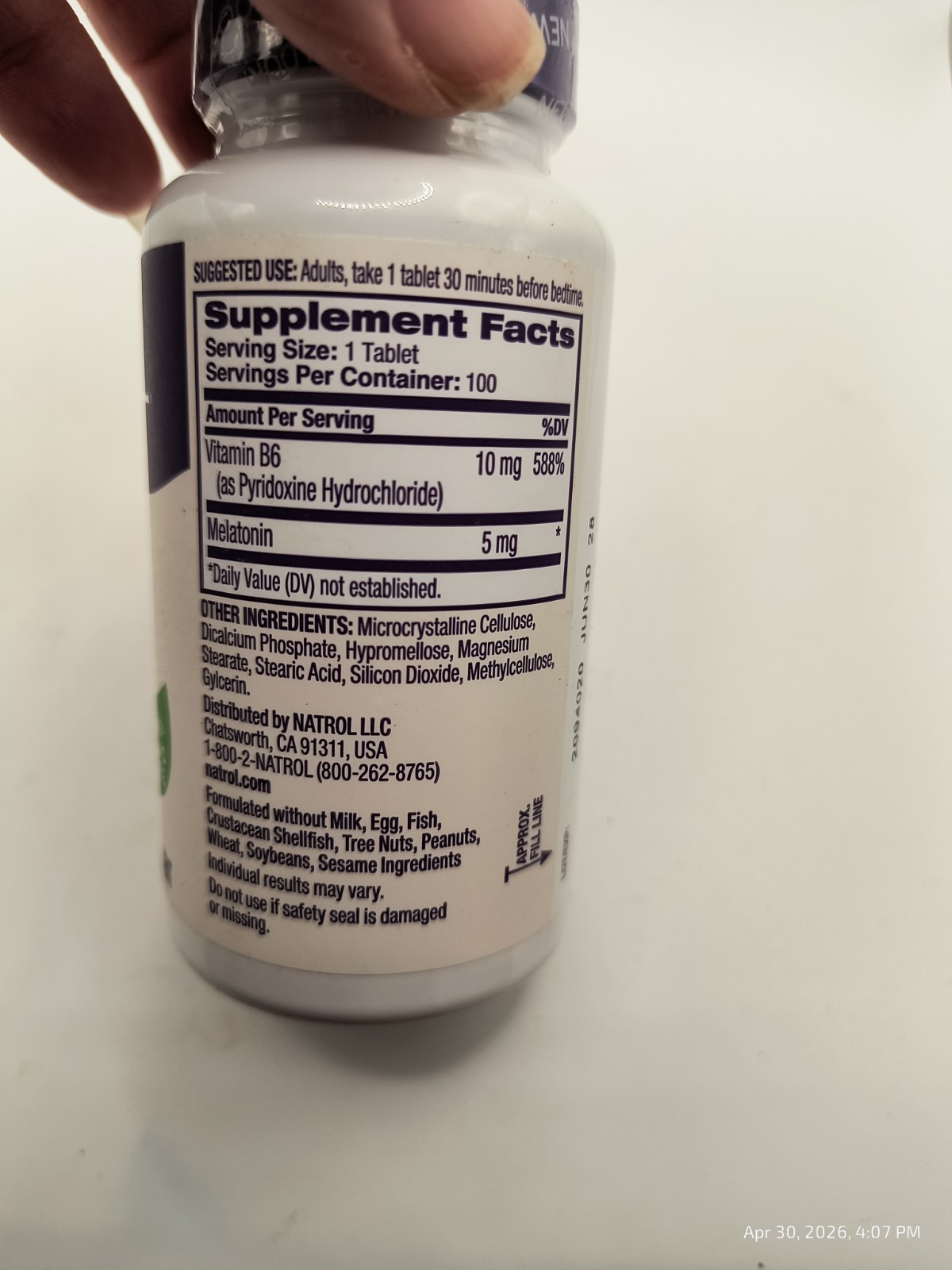 Natrol – Melatonin 5g Time Release, 100 Tablets, EXP 06/2028 Sealed