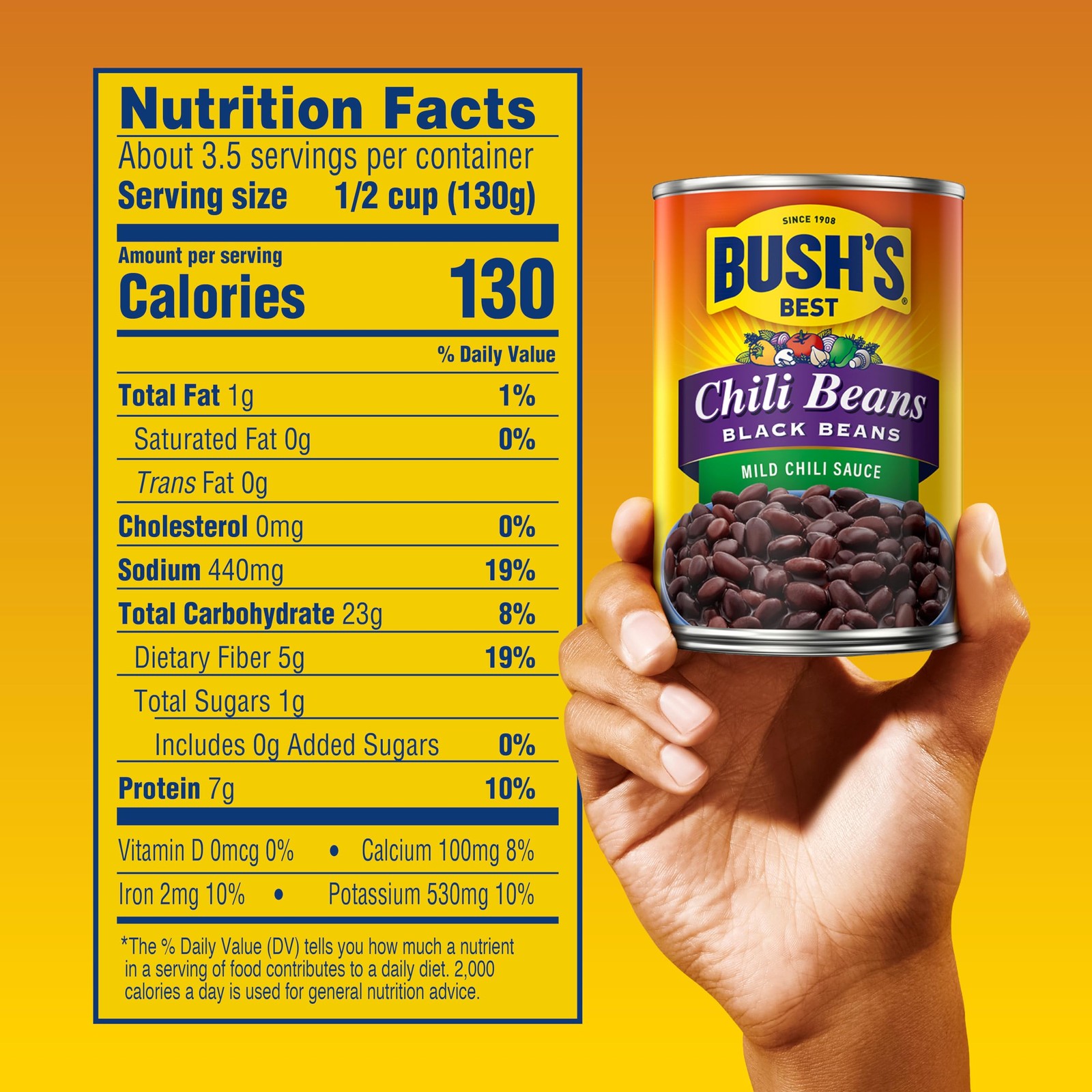 BUSH’S BEST 15.5 oz Black Chili Bean/Mild, Source of Protein Pack of 12