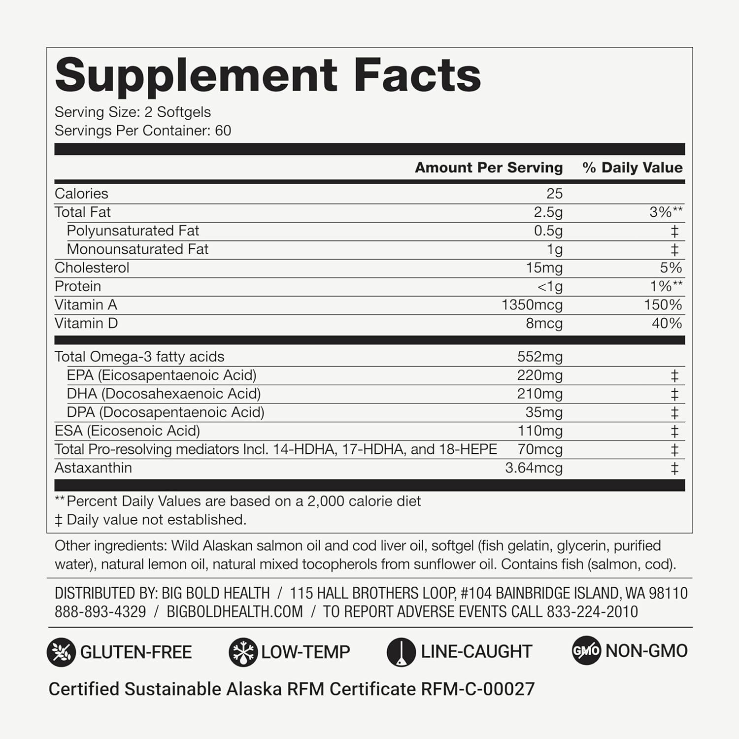 Big Bold Health Omega-3 Rejuvenate 120 Softgels Daily Care Bottle