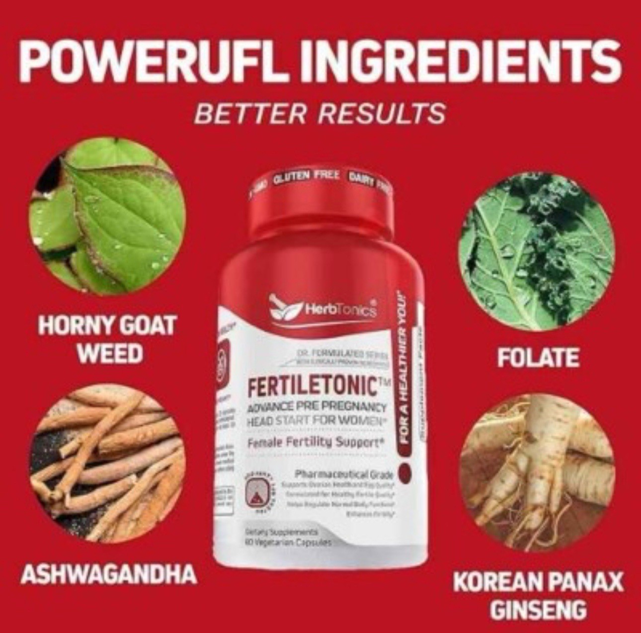Herb Tonics Fertiletonic Female Fertility Support 60 Capsules Exp 12/28/24