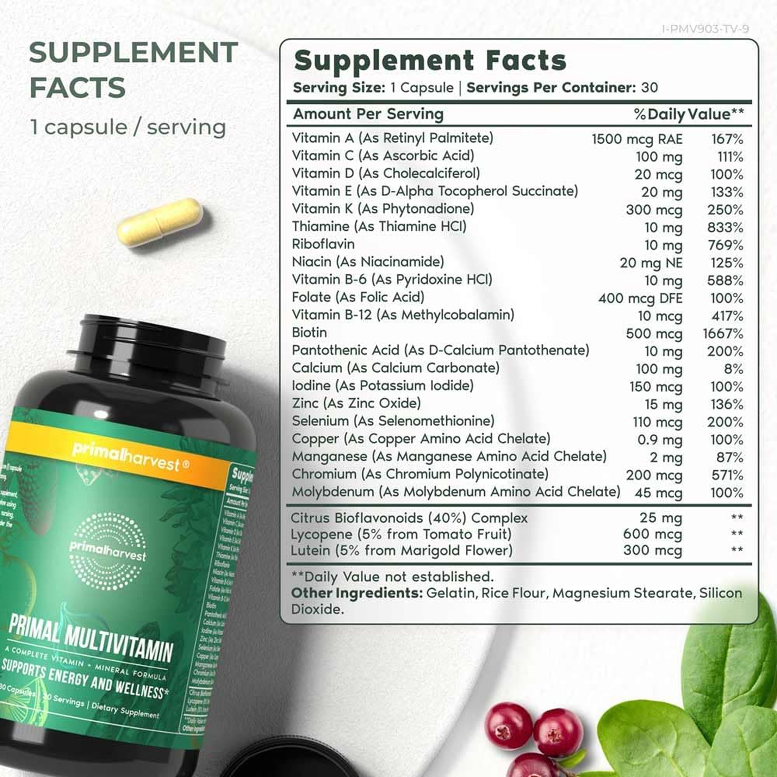 Harvest Primal Primal Multivitamin – Minerals – Energy Immune Brain Heart Health