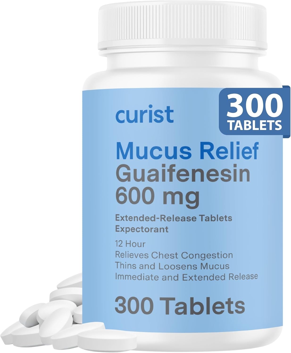 Curist Guaifenesin 600 mg Extended Release Tablets (300 300 Count (Pack of 1)