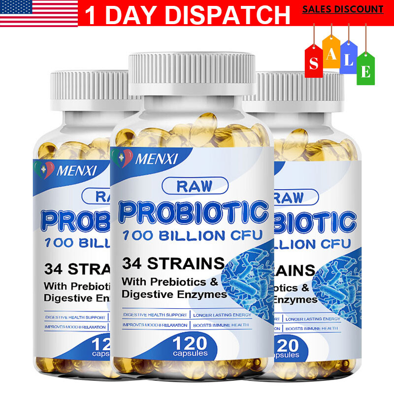 Probiotics Digestive Enzymes 100 Billion CFU Potency Immune Health 360 Capsules