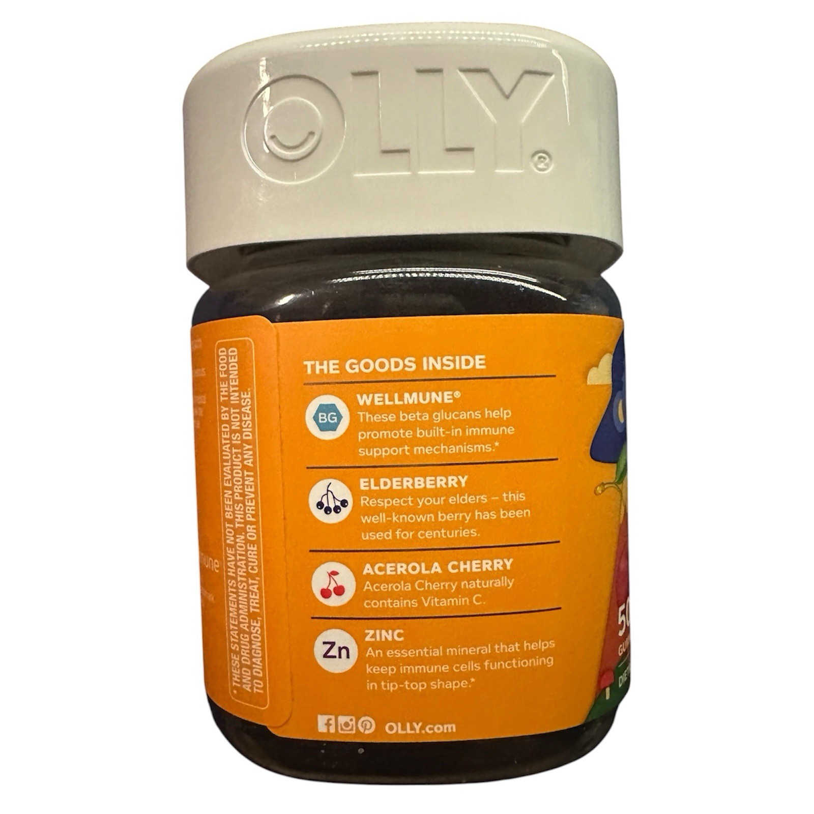 Olly Kids Immunity Wellmune Elderberry, Acerola Cherry and Zinc – 50 Gummies