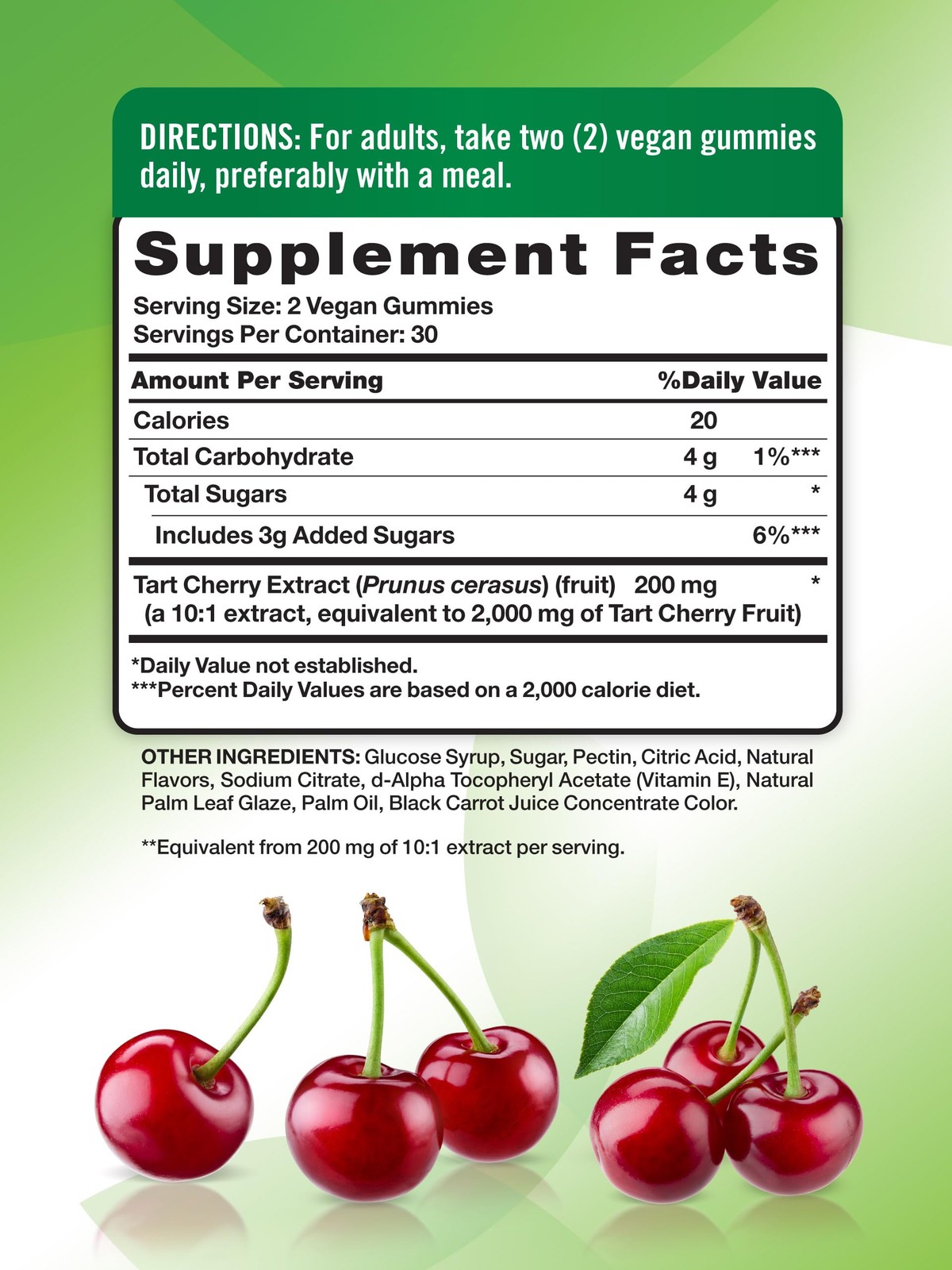 Tart Cherry Gummies 2000Mg Vegan Herbal Supplement 60 Count Nature’s Truth