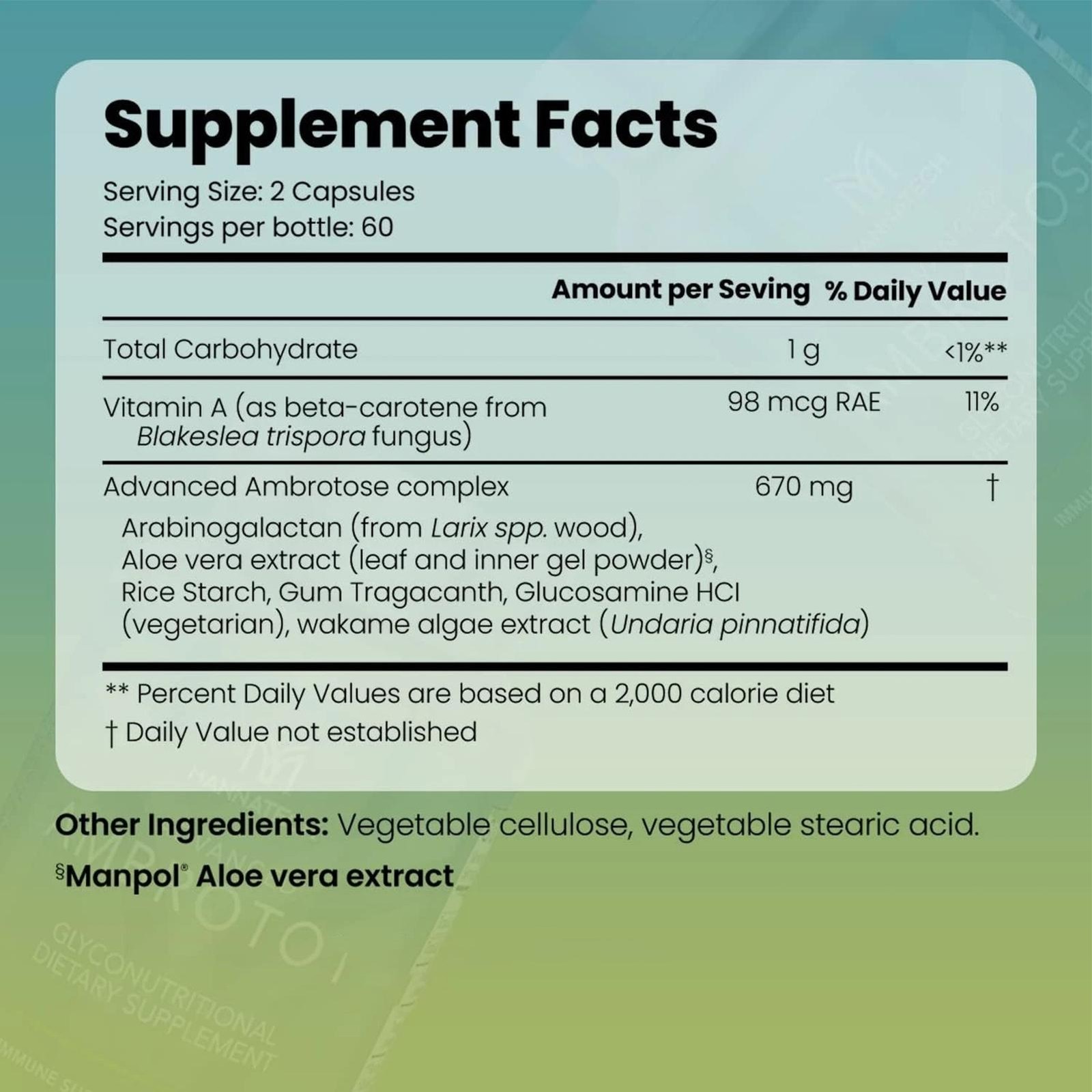 Mannatech Advanced AmAdvanced Count Capsules 120 Ambrotose Dietary | Supplement