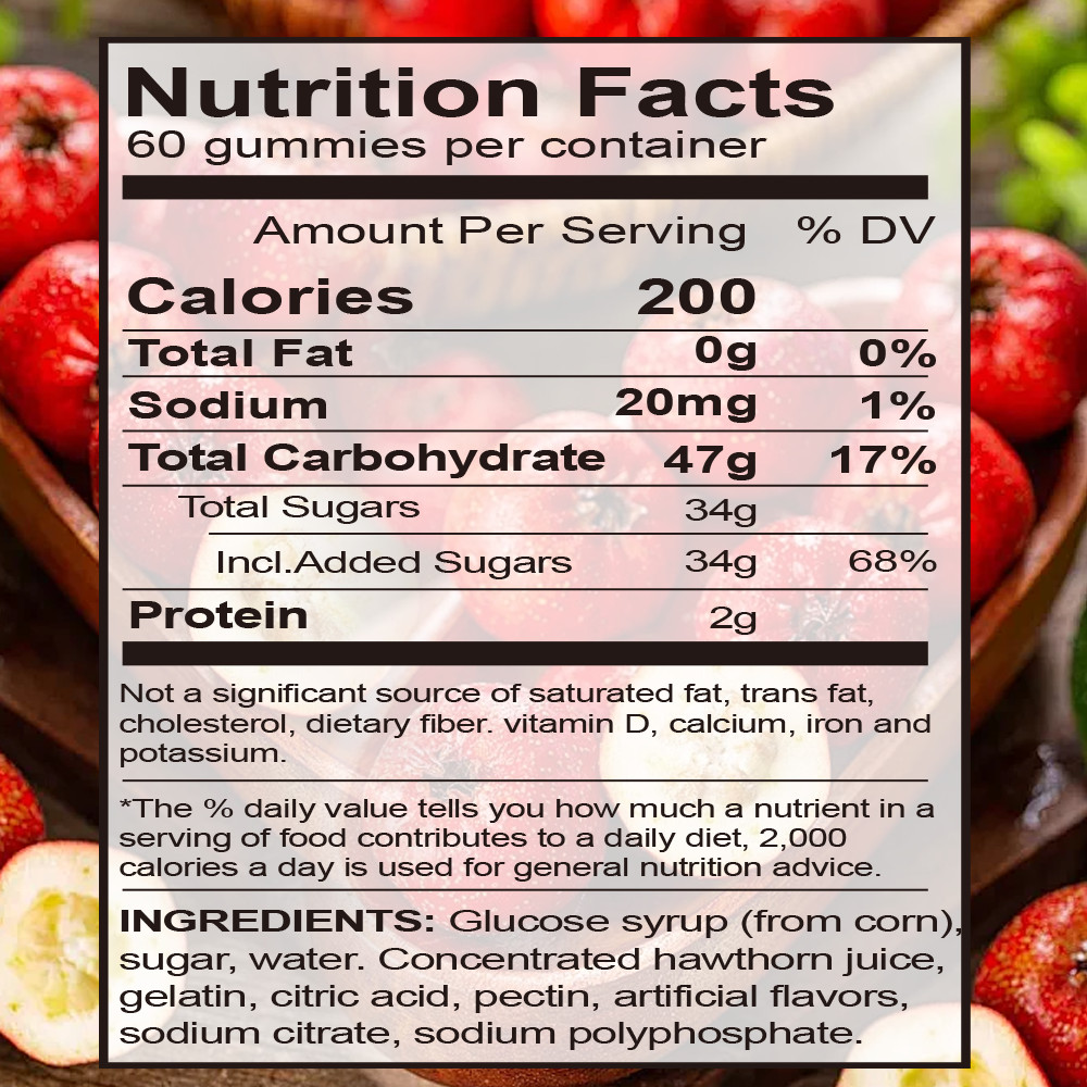 Hawthorn Gummies for Kids & Adults – Appetite Booster 100% Natural 60 Gummies