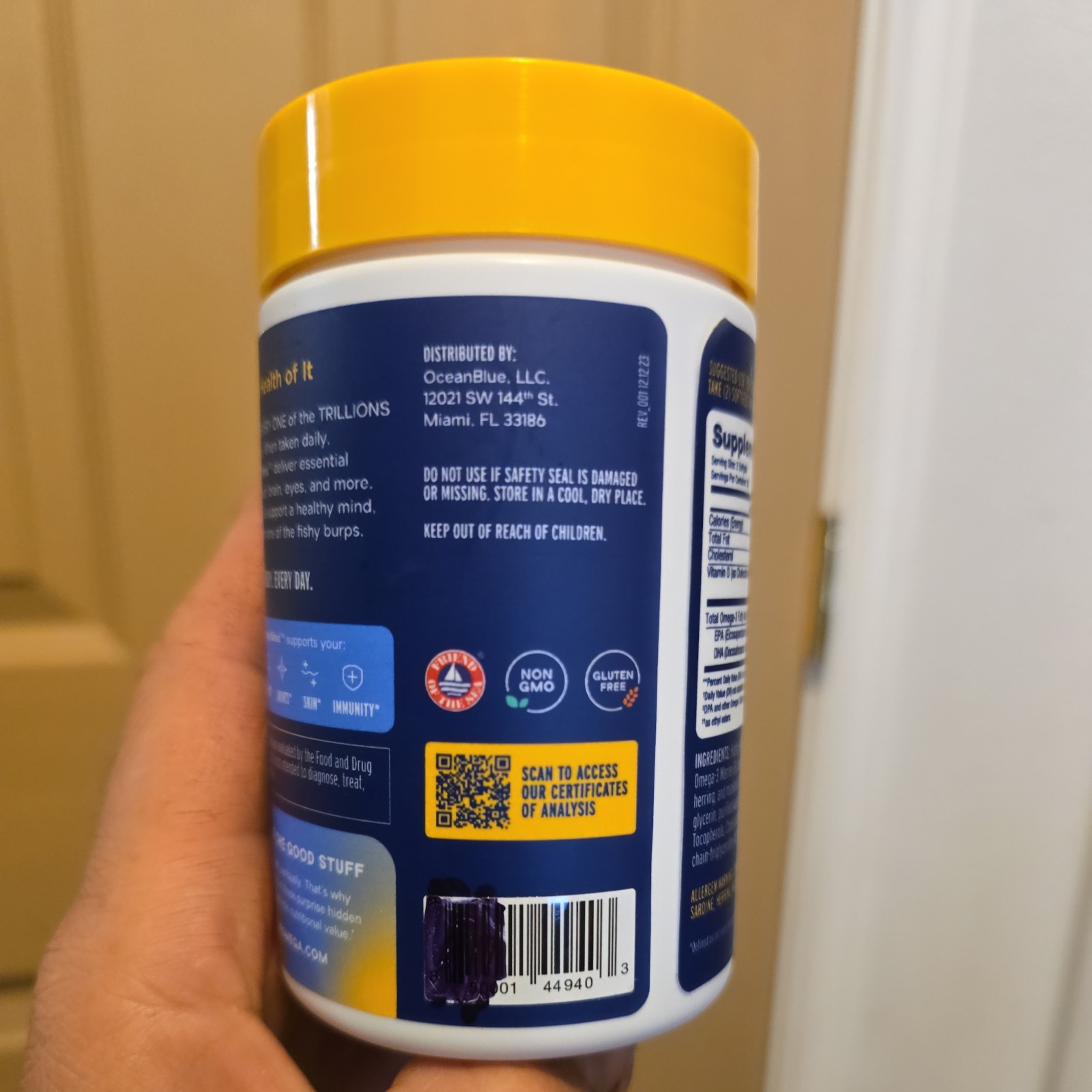 OceanBlue Omega 3 Minis Fish Oil with Vitamin D3 Burpless 180 Ct