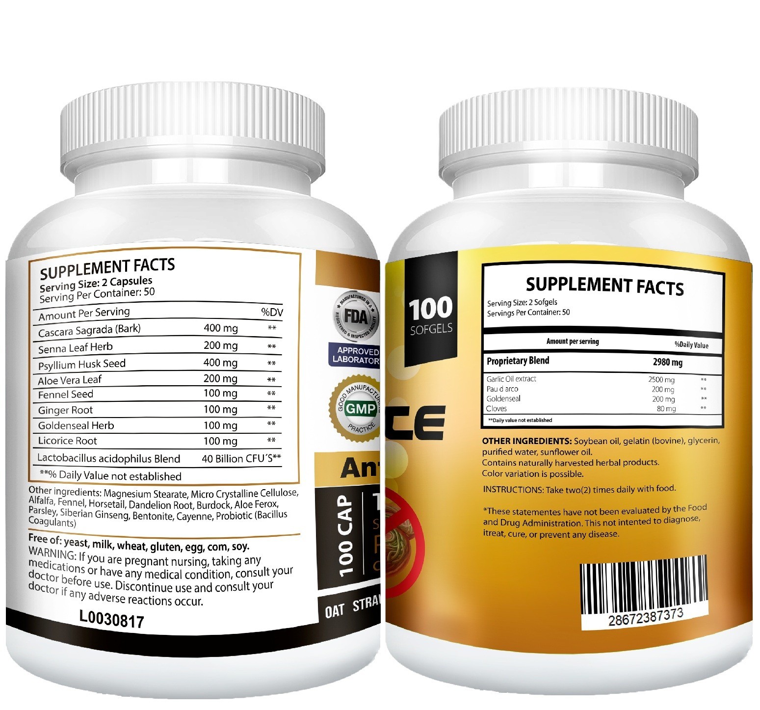 Parasite Cleanse Detox 100 CAPSULES – ANTI PARASITE COMPLEX 100 SOFGES KIT