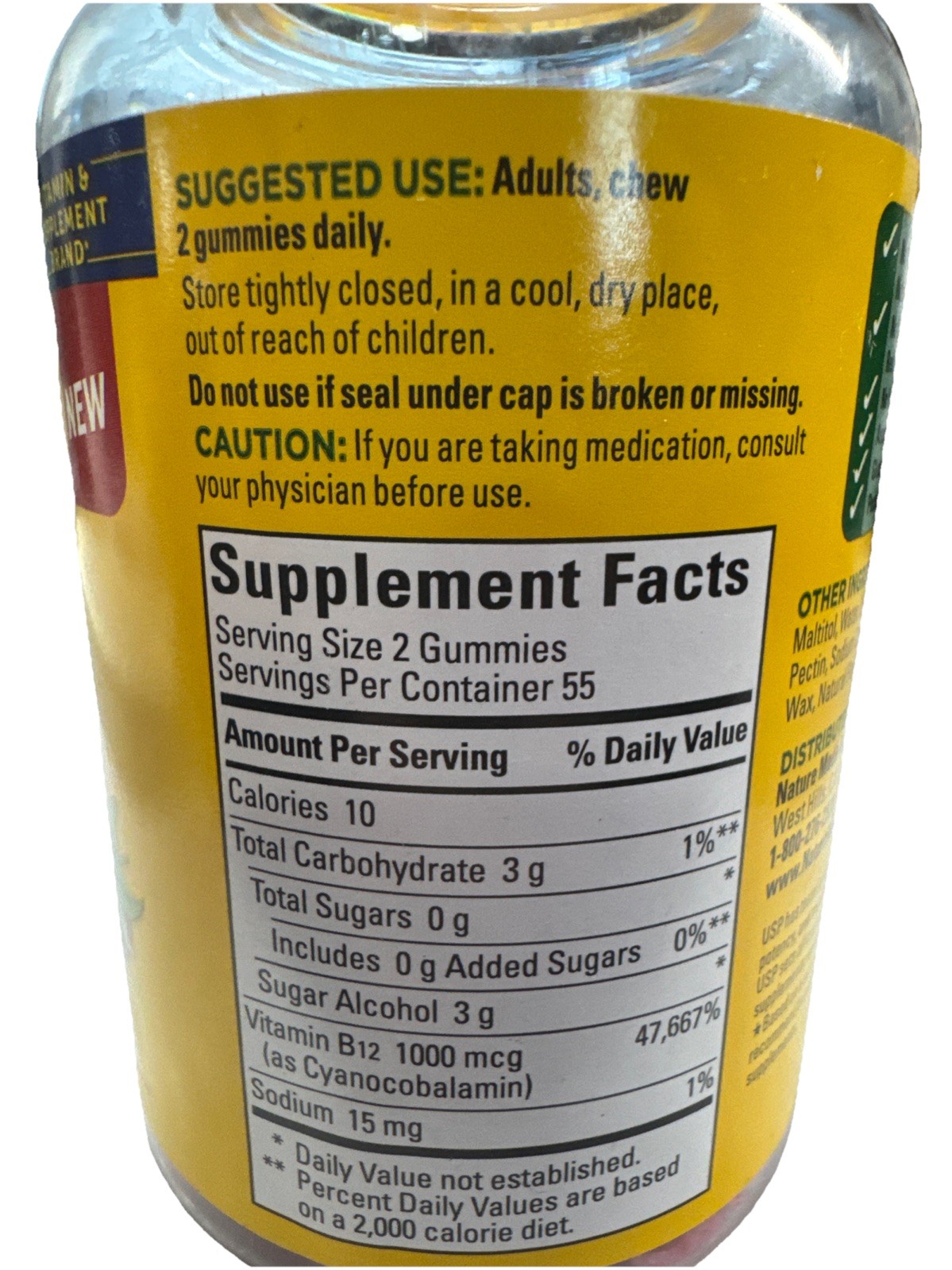 Nature Made Zero Sugar Energy B12 1000mcg Gummies 110ct Exp 10/2025