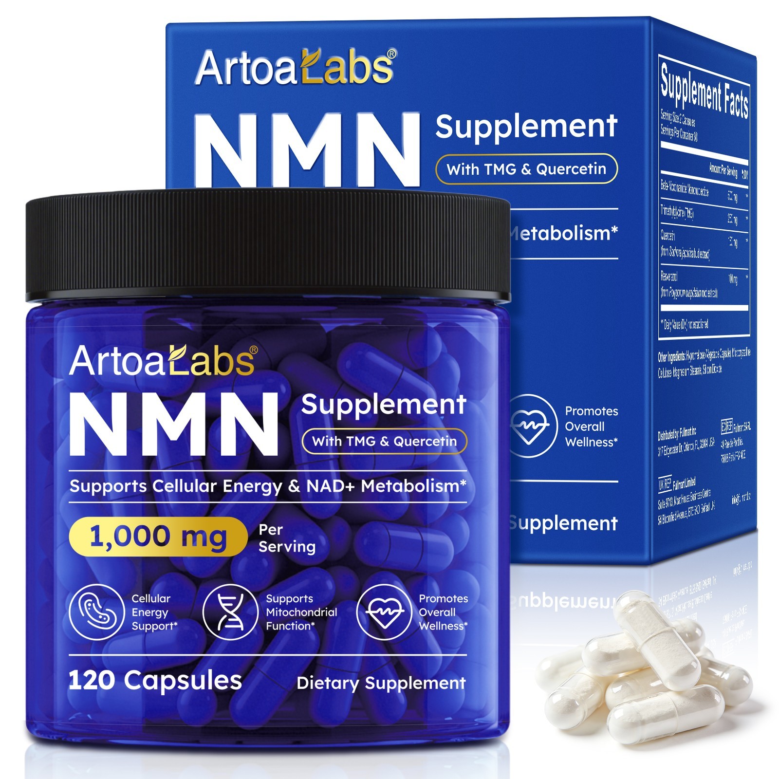 NMN Supplement, NMN Complex- 120 Veggie Capsules | High Purity NAD+ Precursor wi