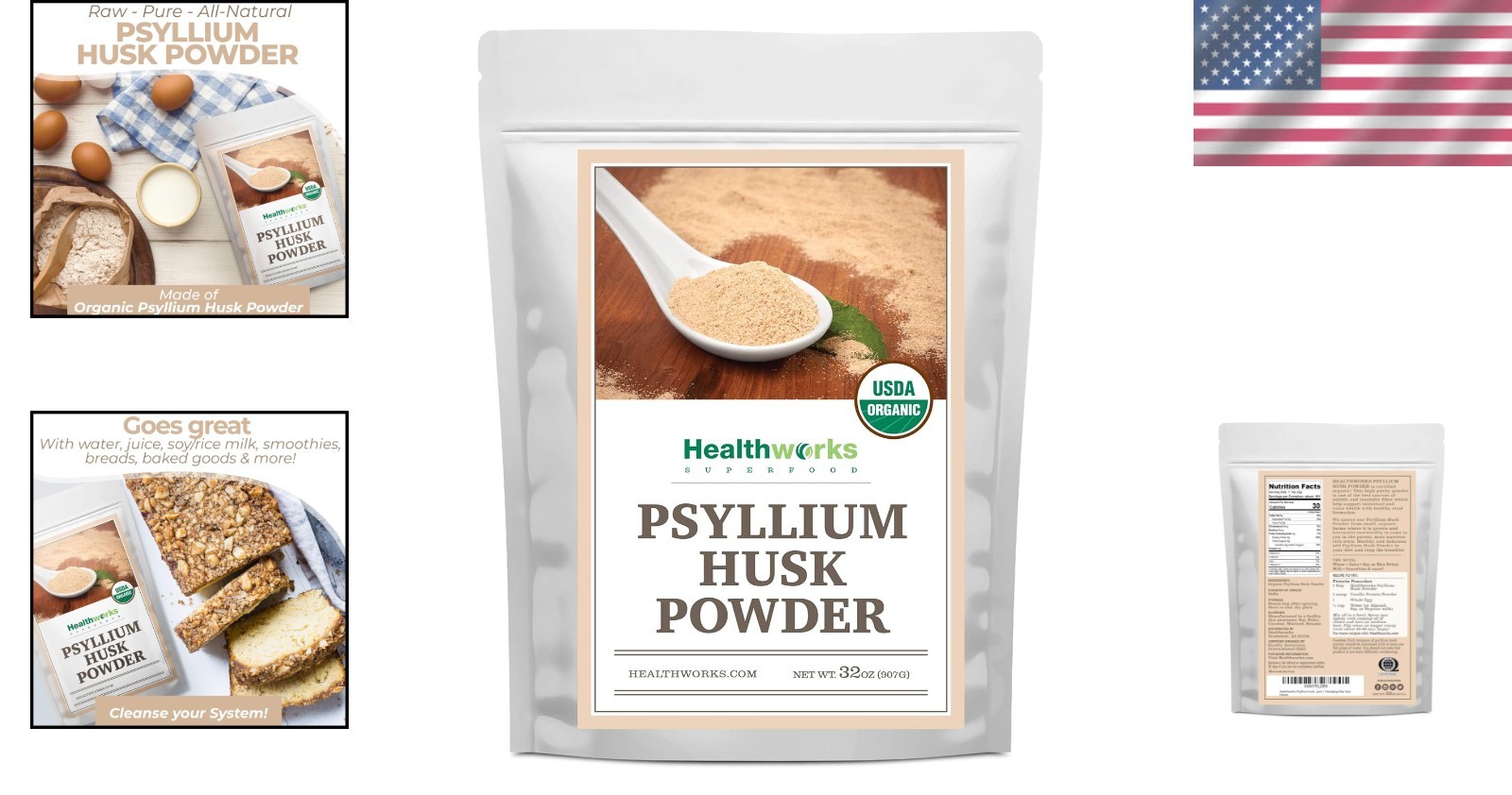 Versatile 32 Oz Organic Psyllium Husk Powder – Ideal for Clean Eating & Health