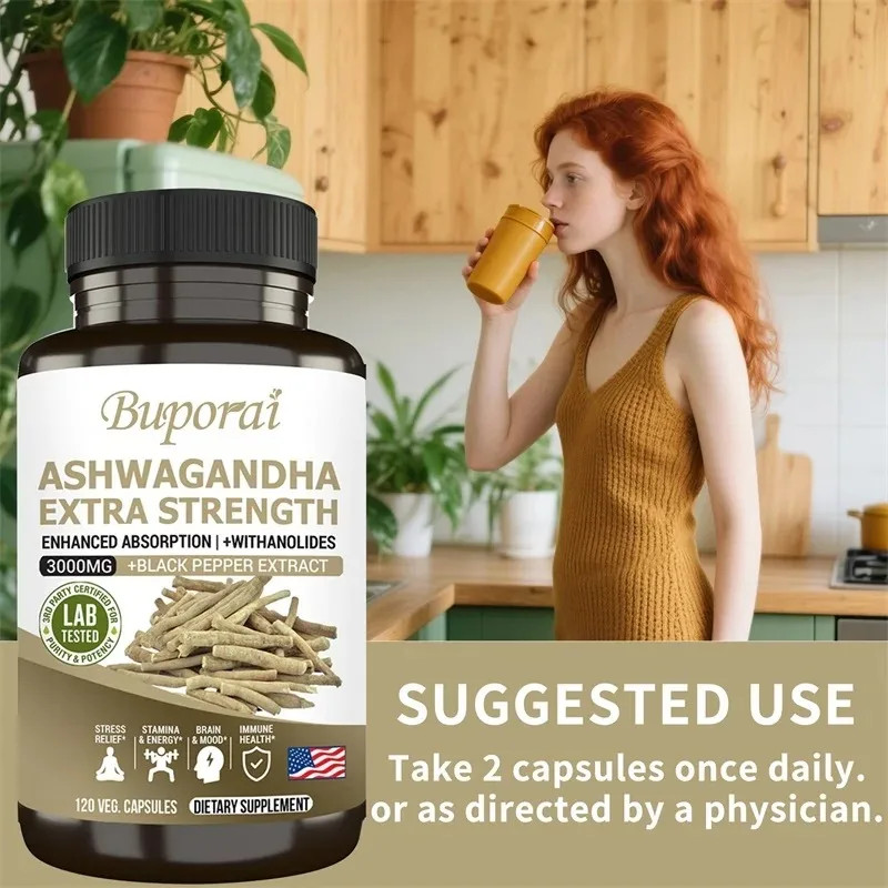 Ashwagandha Extract Strength 120pcs,Relieves Stress, Enhances Concentration