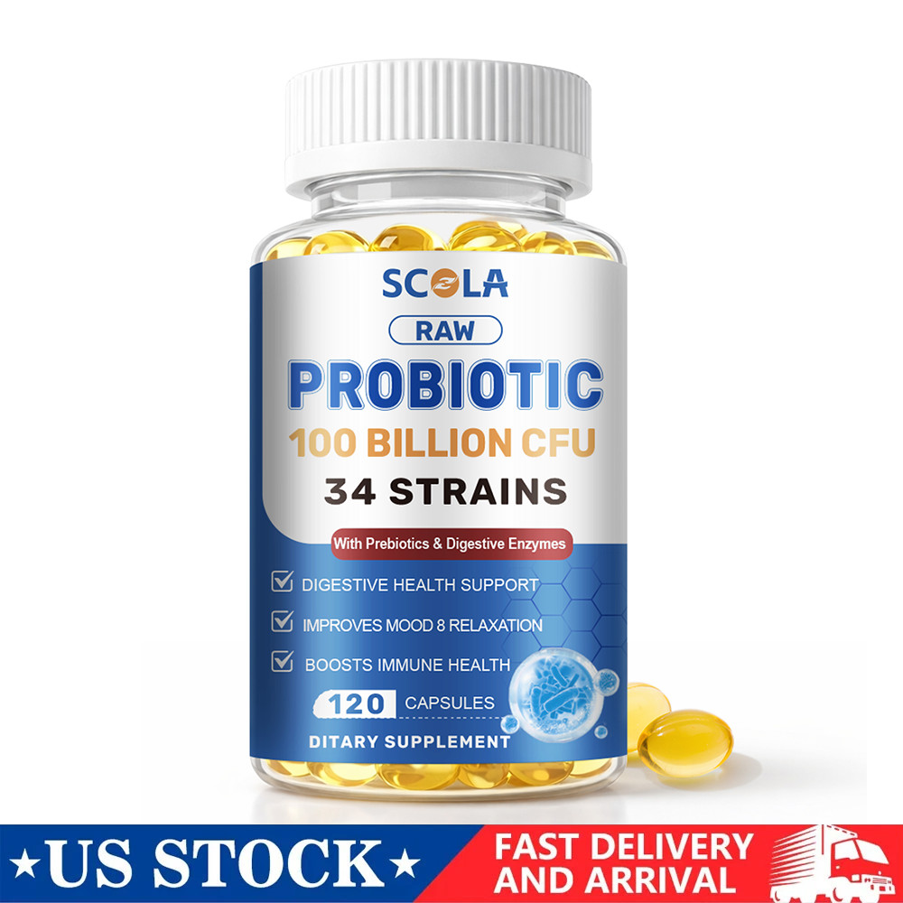 Probiotics Digestive Enzymes 100 Billion CFU Potency Immune Health 120 Capsules