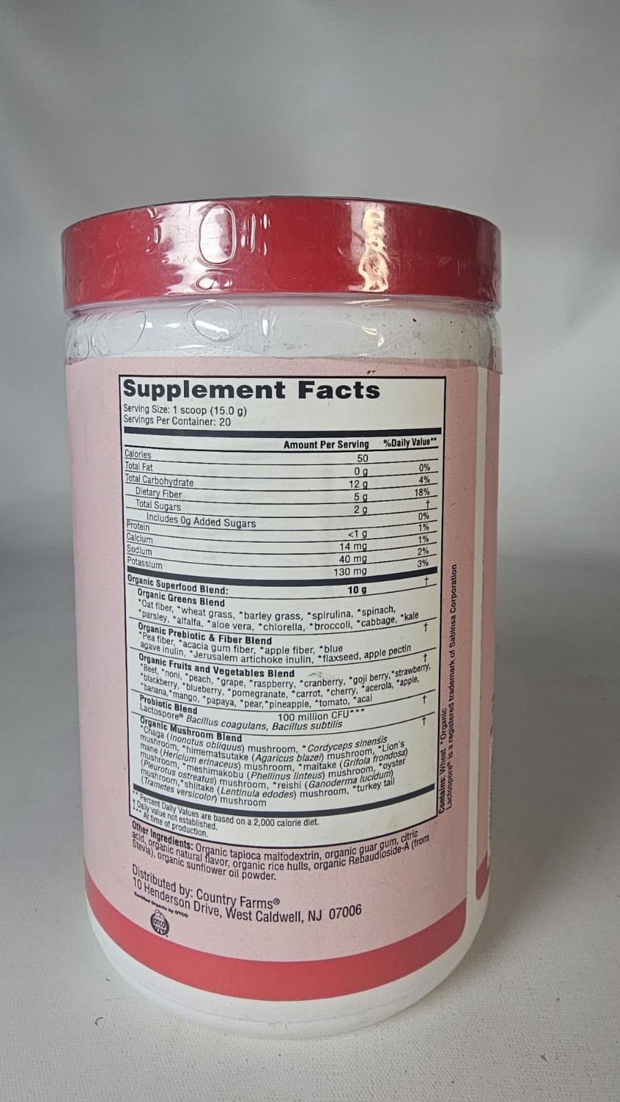 Organic Super Greens Berry Flavor, 50 Organic Super Foods, Exp:07/2028
