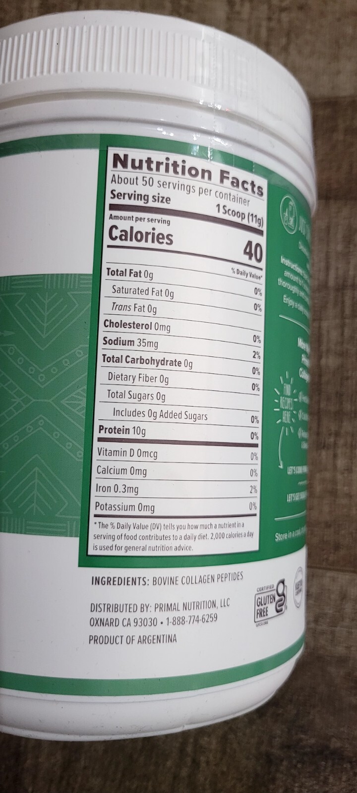 Collagen Peptides, Unflavored Collagen Powder, 1.2 Pounds, BB 06/2024