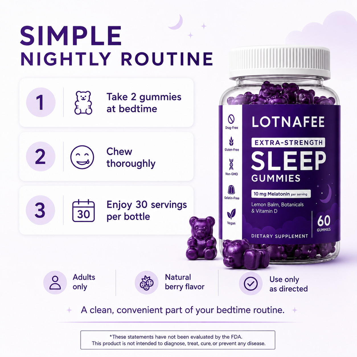 Nutritional Supplement, Extra Strength Sleep Gummy – 60 Co