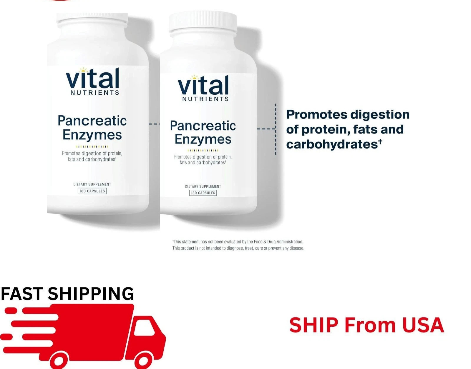 Vital Nutrients Pancreatic Enzymes 180 Capsules Digestive Support – Pack of 2