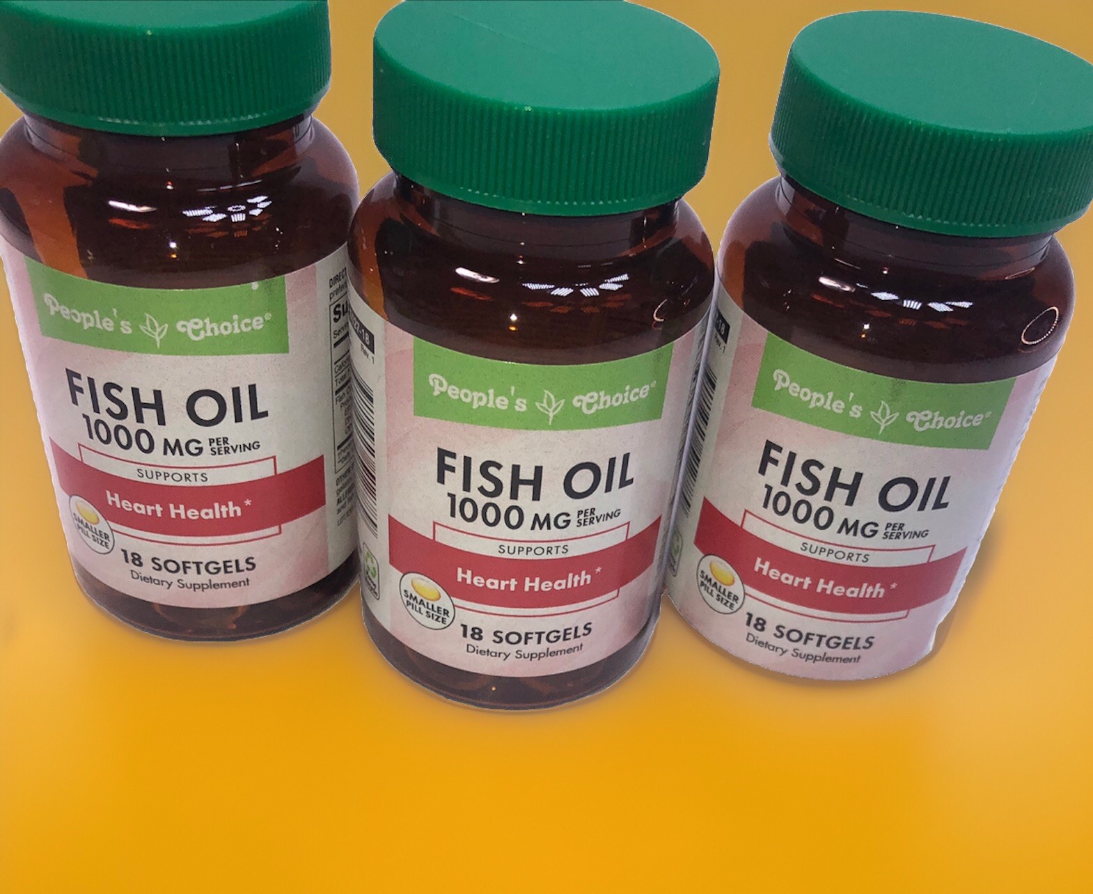 6 Bottles/ 18ct People’s Choice Fish Oil Omega 3 Softgels 1000 MG 07/2028