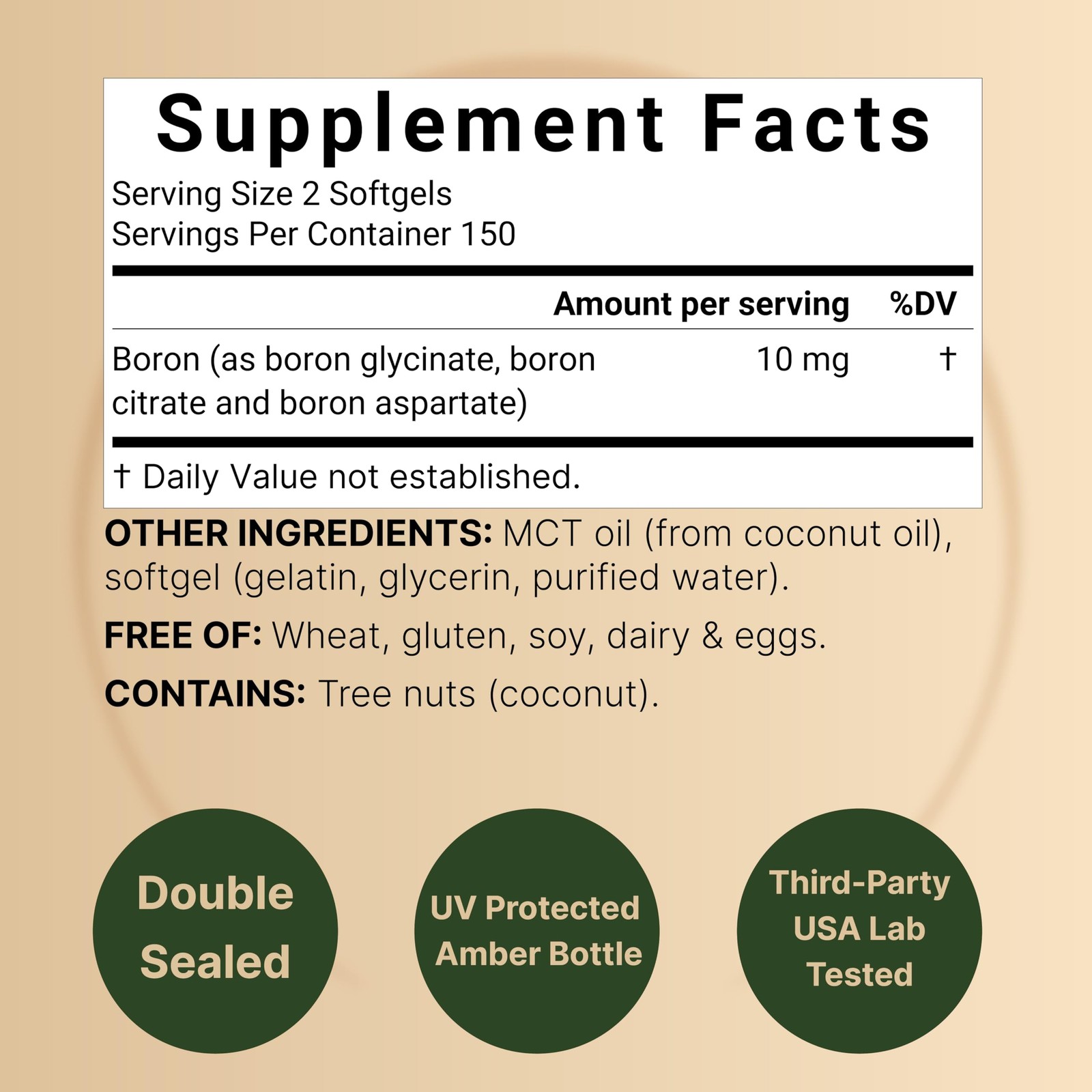 Boron 10mg, 300 Softgels with MCT Oil | High Absorption 300 Count (Pack of 1)