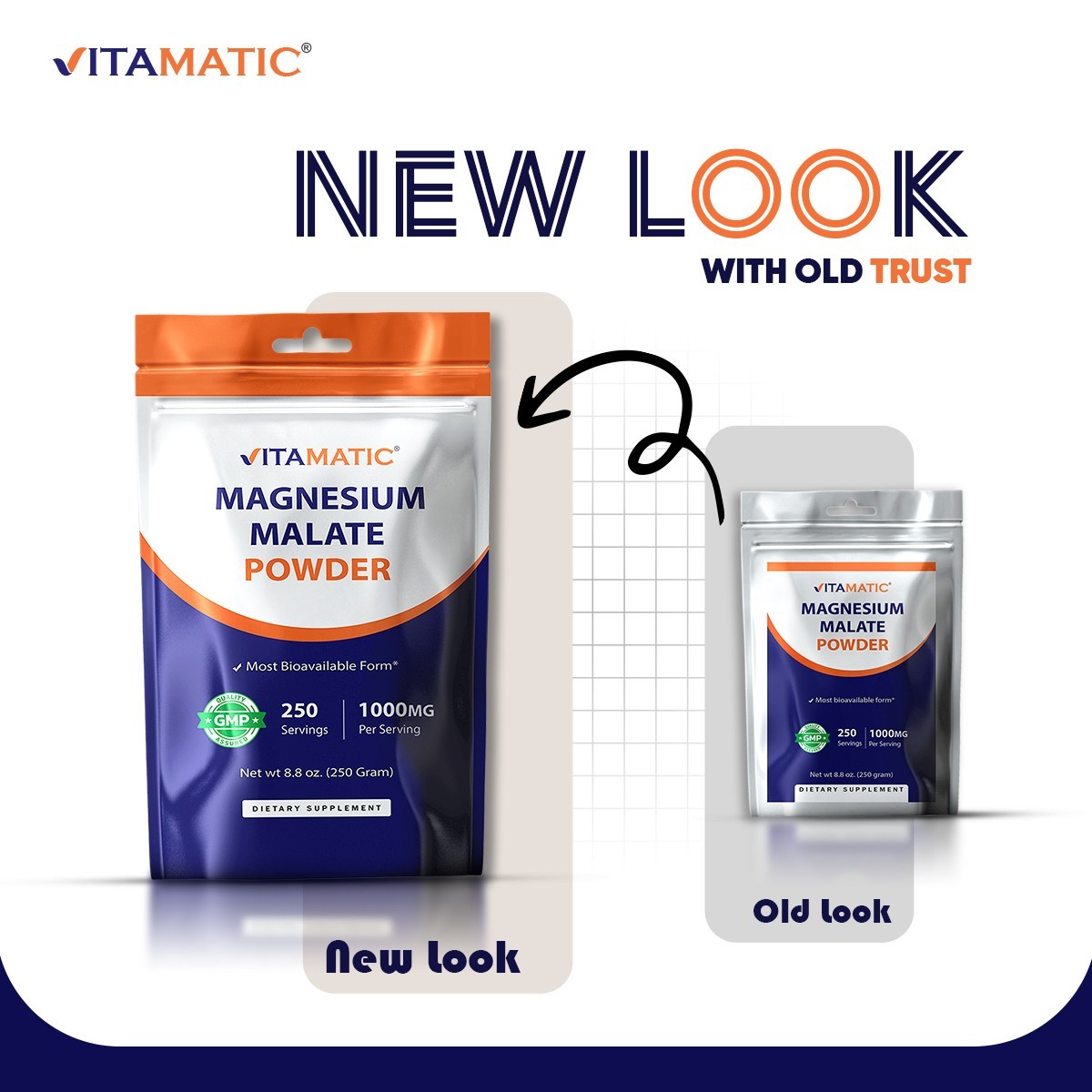 Vitamatic Magnesium Malate 1000mg per Serving – 250 Grams – 250 Servings