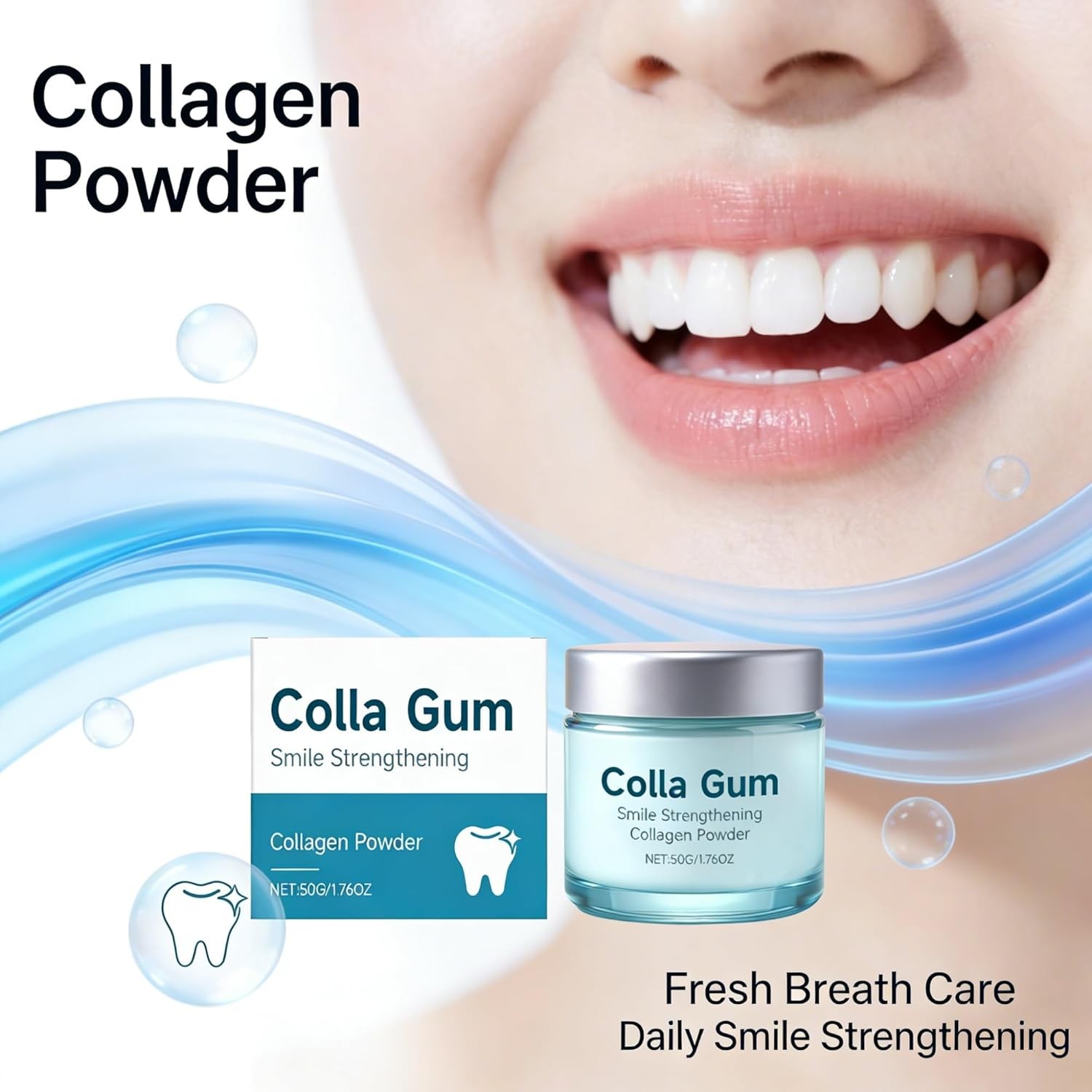 Collagen Tooth Powder for Daily Oral Care, Fresh Breath & Clean Teeth, 1pc