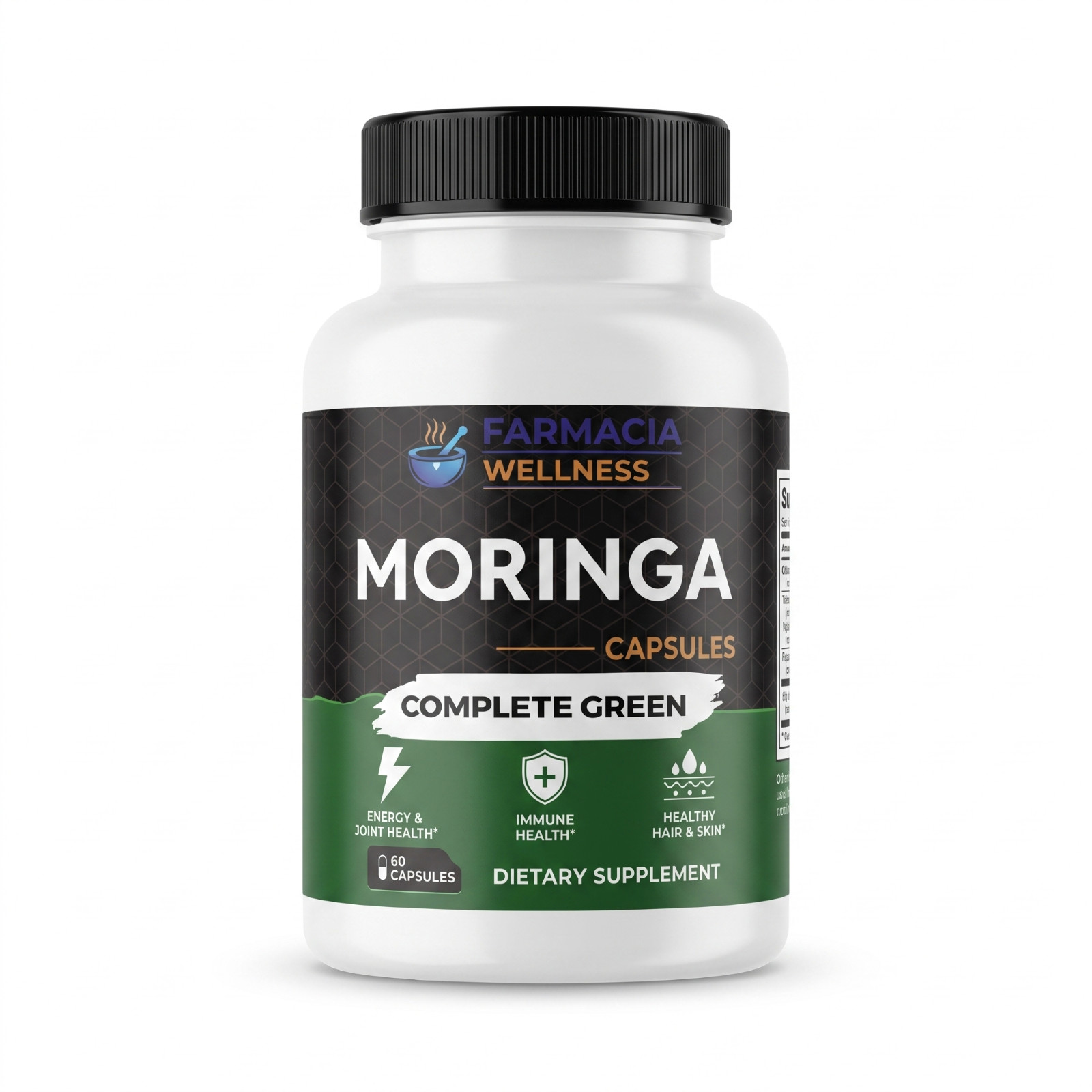 Farmacia Wellness Moringa 60 Capsules Complete Green Superfood Energy Immune