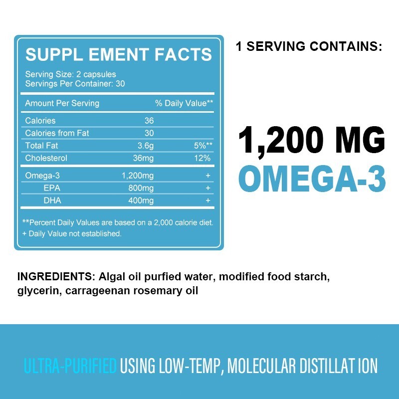 1/3/5x Omega3 Oil Capsules 3x Strength 1200mg EPA DHA Vegan Pills Joint Support