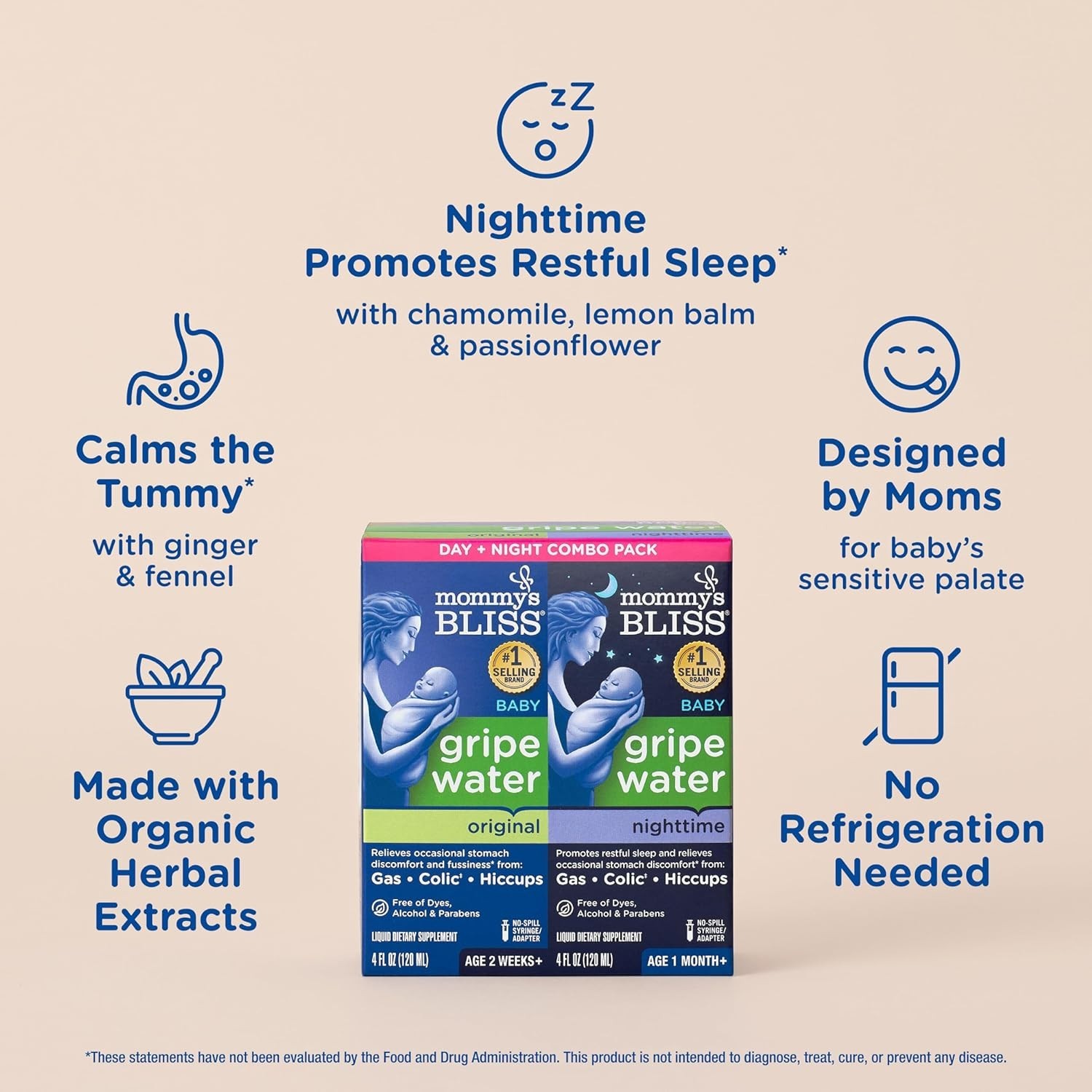 Mommy’s Bliss Gripe Water Day + Night Combo Pack – Exp 01/2026 (2 Combo Packs)