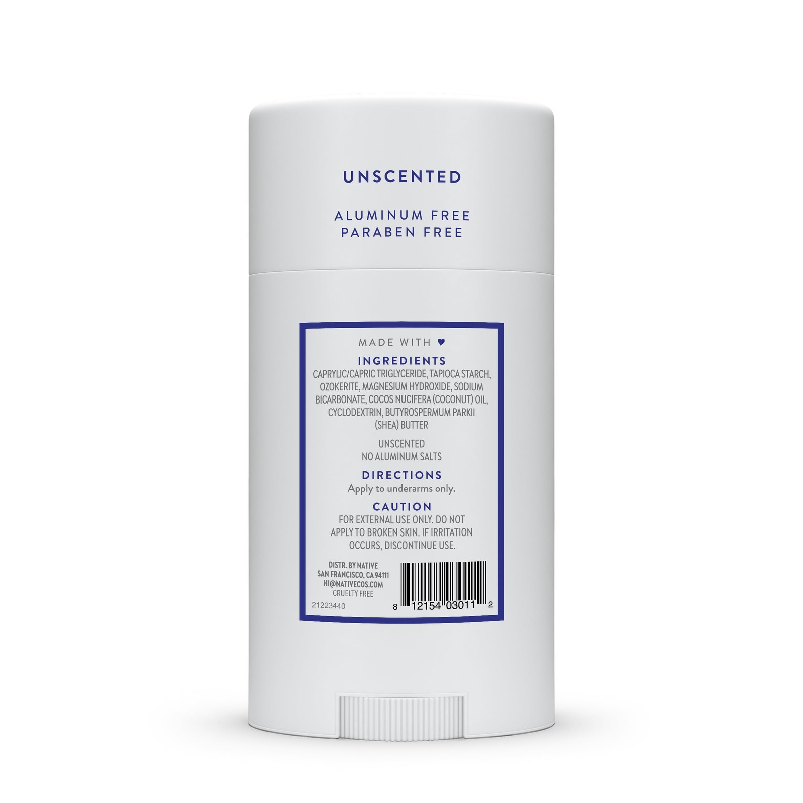 Native Deodorant,Unscented, Aluminum Free, Paraben 2.65 Ounce (Pack of 1)