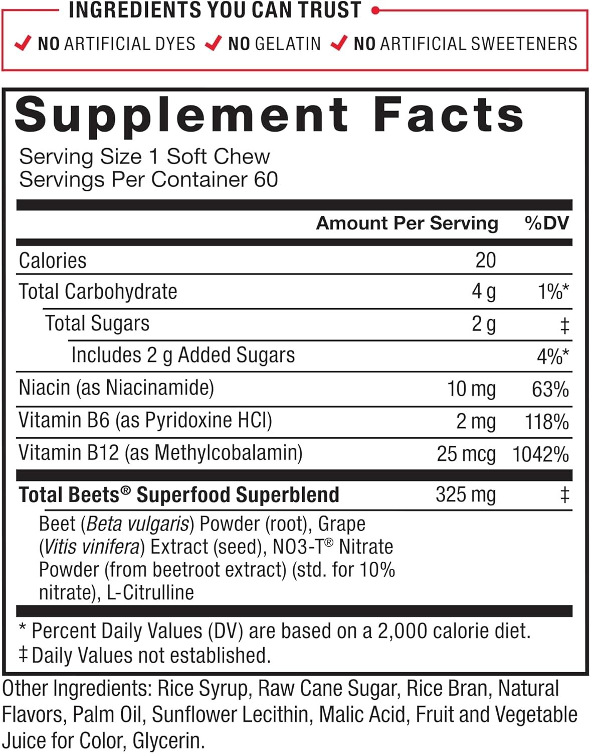 Force Factor Total Beets Blood Pressure Support, Beet Root Supplement Soft Chew