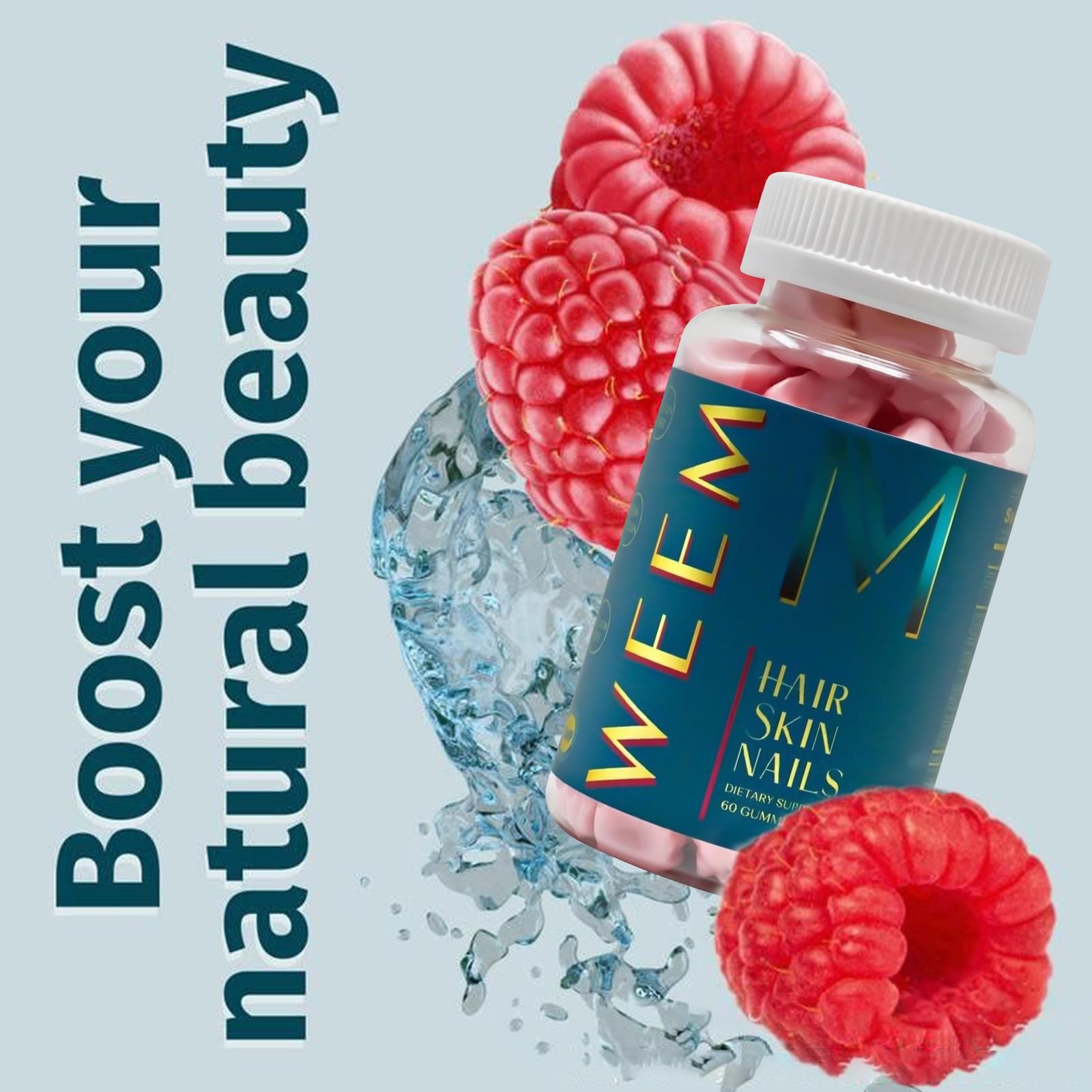 WEEM Hair Skin and Nails Gummies, Vegan biotin Vitamins, Healthy Hair