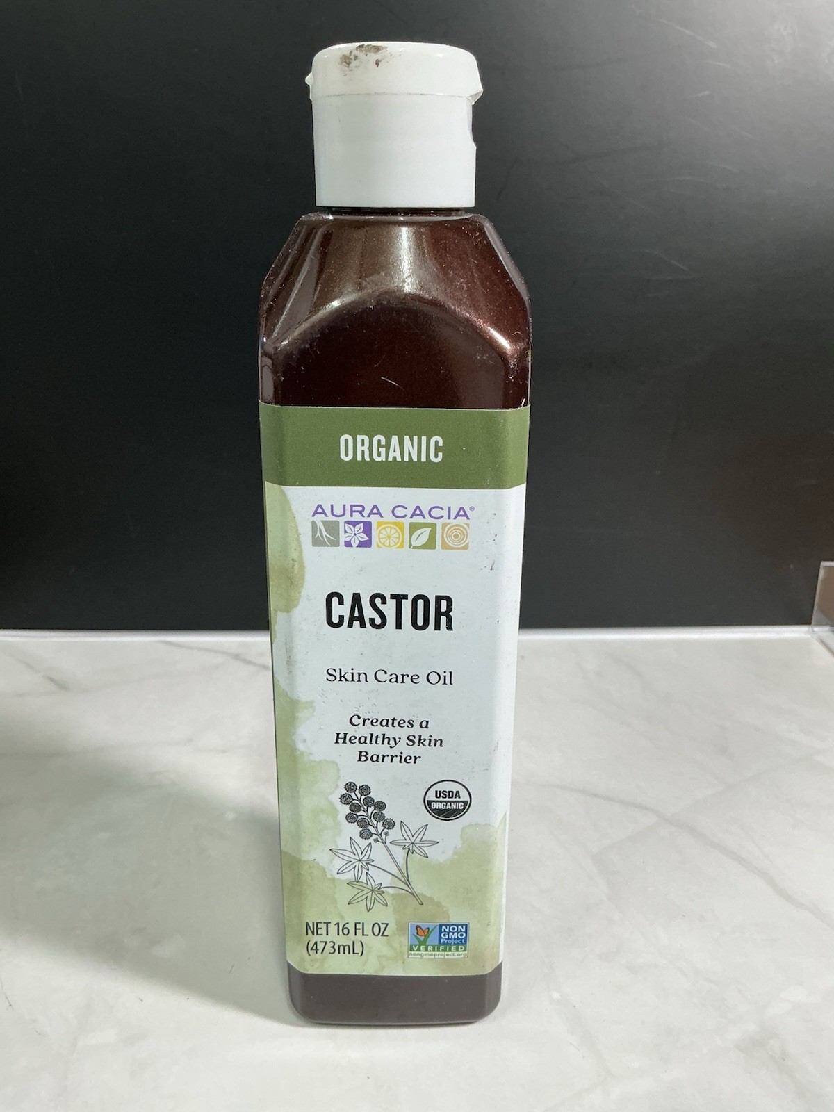 Aura Cacia Organic Castor Oil, 16 fl. oz., Skin Care, Hair Care, Massage, Moistu