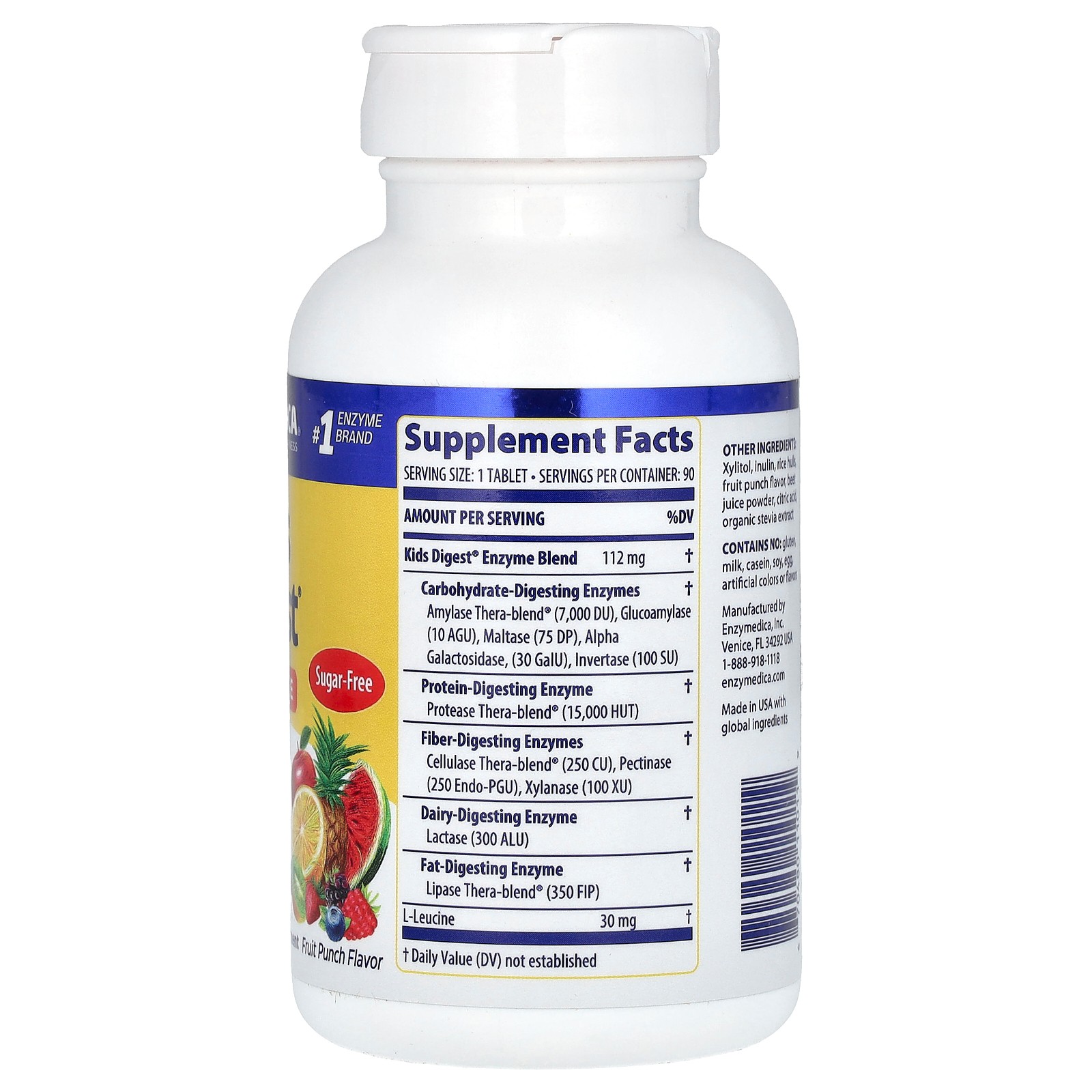 Kids Digest, Chewable Digestive Enzymes, Fruit Punch, 90 Chewable Tablets