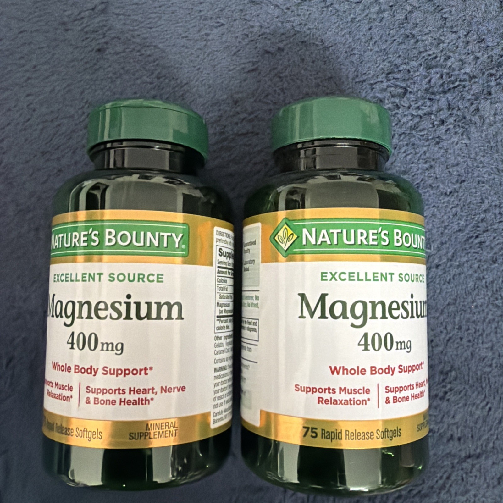 2 Pack MAGNESIUM 400mg Bone Muscle Health 150 RapidRelease Softgels 2×75 Non-GMO