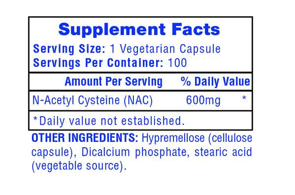 HI TECH N-ACETYL-L-CYSTEINE (NAC) 600 mg Capsules nonGMO USP Grade USA 🇺🇸