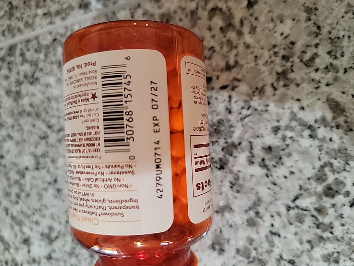 1 Sundown Natural Melatonin 5 mg, Drug-Free Sleep Aid, 90 Coated Tablet Exp 7/27