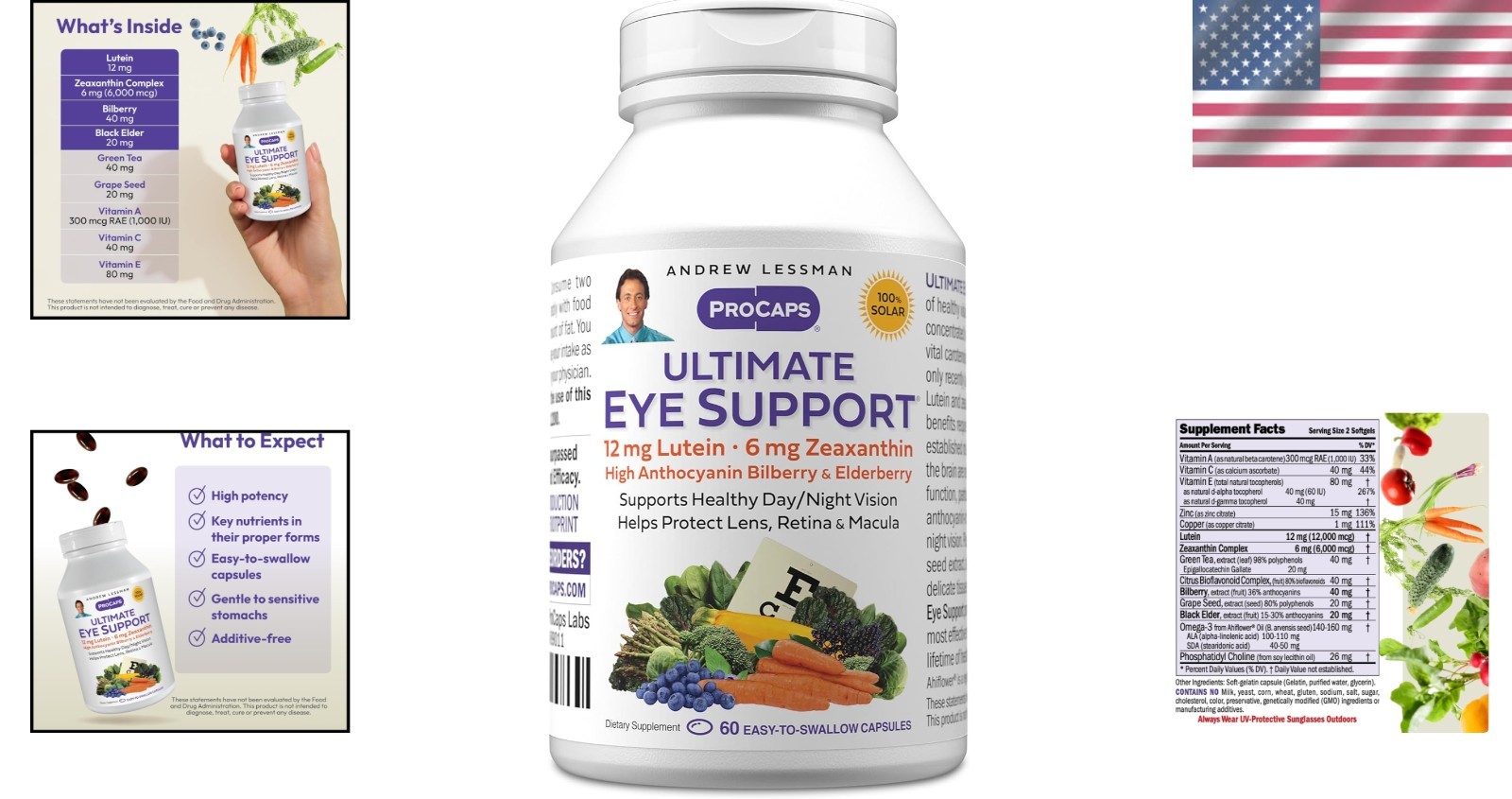 Vision Protection Softgels: 60 Count Lutein, Zeaxanthin & Bilberry Extract