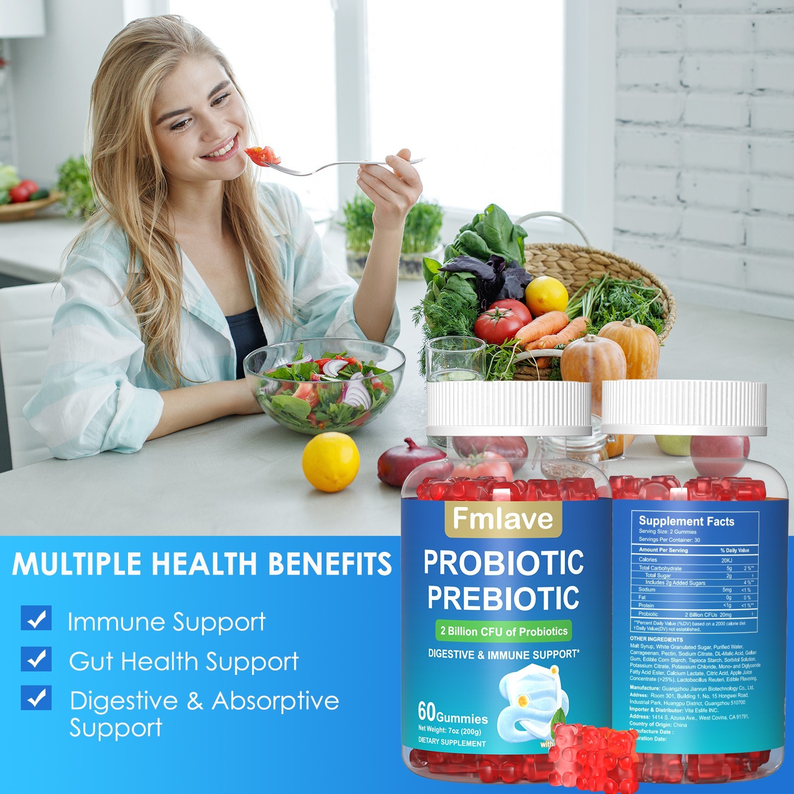 Digestive Advantage Daily Probiotics 120 Gummies EXP 2027, 2 Billion CFUs 2 Pack