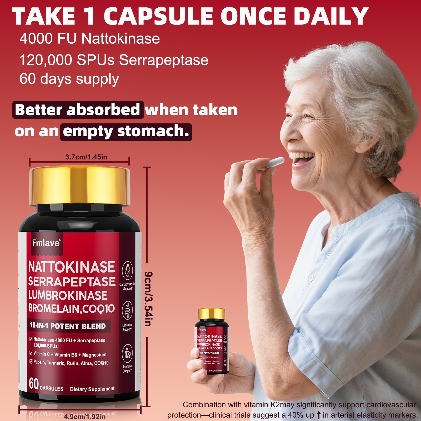 4x Nattokinase Supplement 4000FU Turmeric Heart Health Support 240ct EXP 01/2028