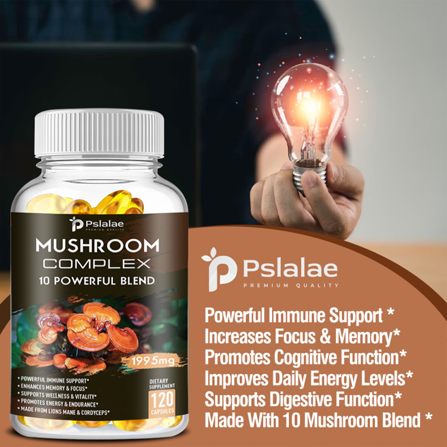 Mushroom Complex – Lions Mane,Cordyceps Sinensis – Brain & Nervous System Health