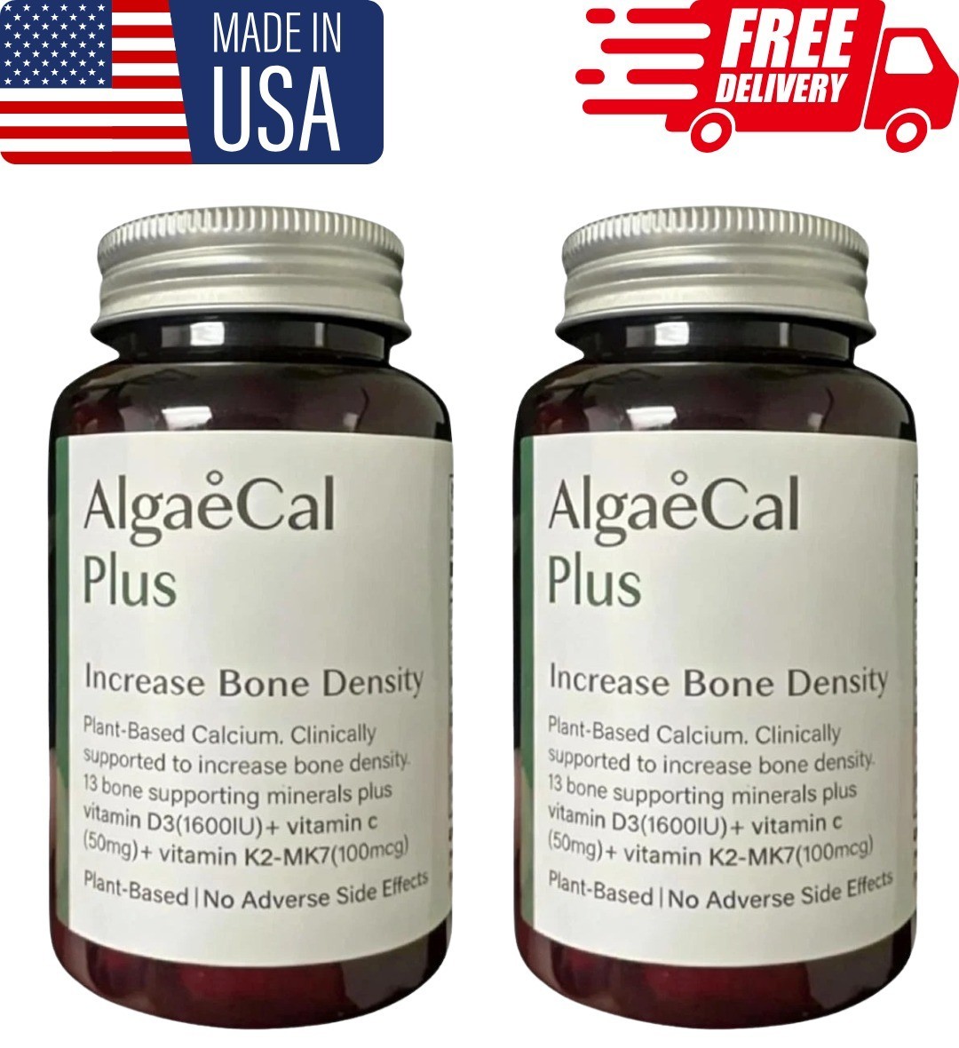 pack of 2 AlgaeCal Plus Stronger Bone Dietary Supplement Algae Cal 120Ct