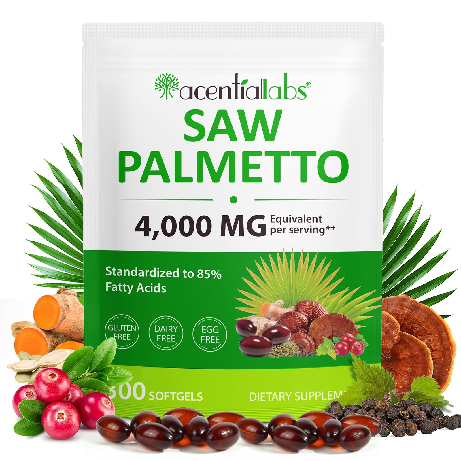 Saw Palmetto for Men, 300 Softgels with 300 Count (Pack of 1)