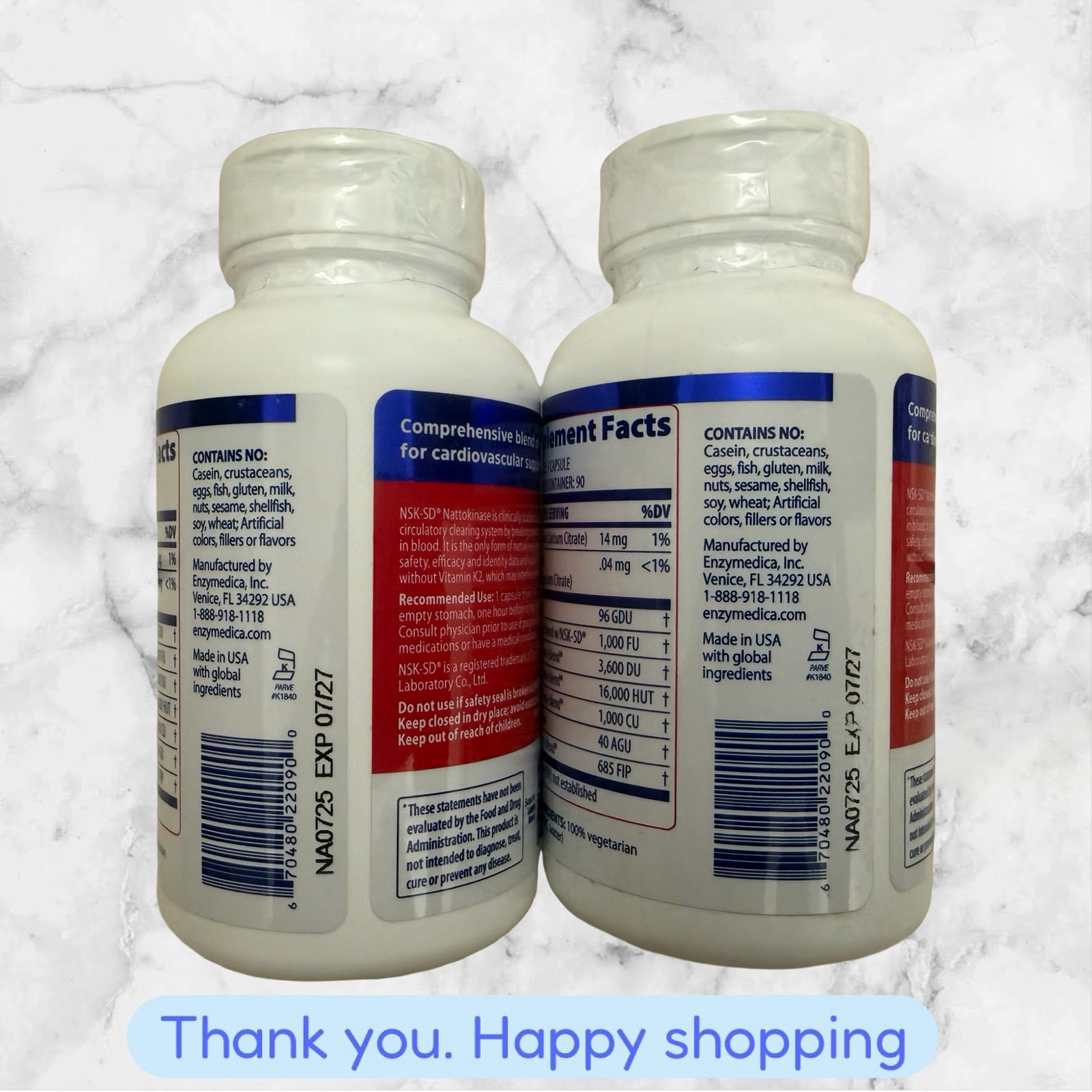 FOR 2 Enzymedica Natto-K – 90 Capsules Each Exp2027+ BRAND NEW SHIPPING