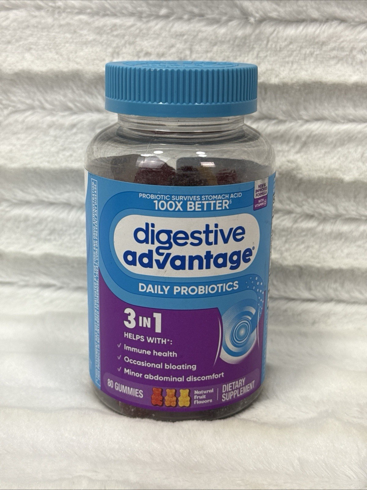 Digestive Advantage Daily Probiotics 3 In 1 Supplement 80 Gummies SEALED 2027