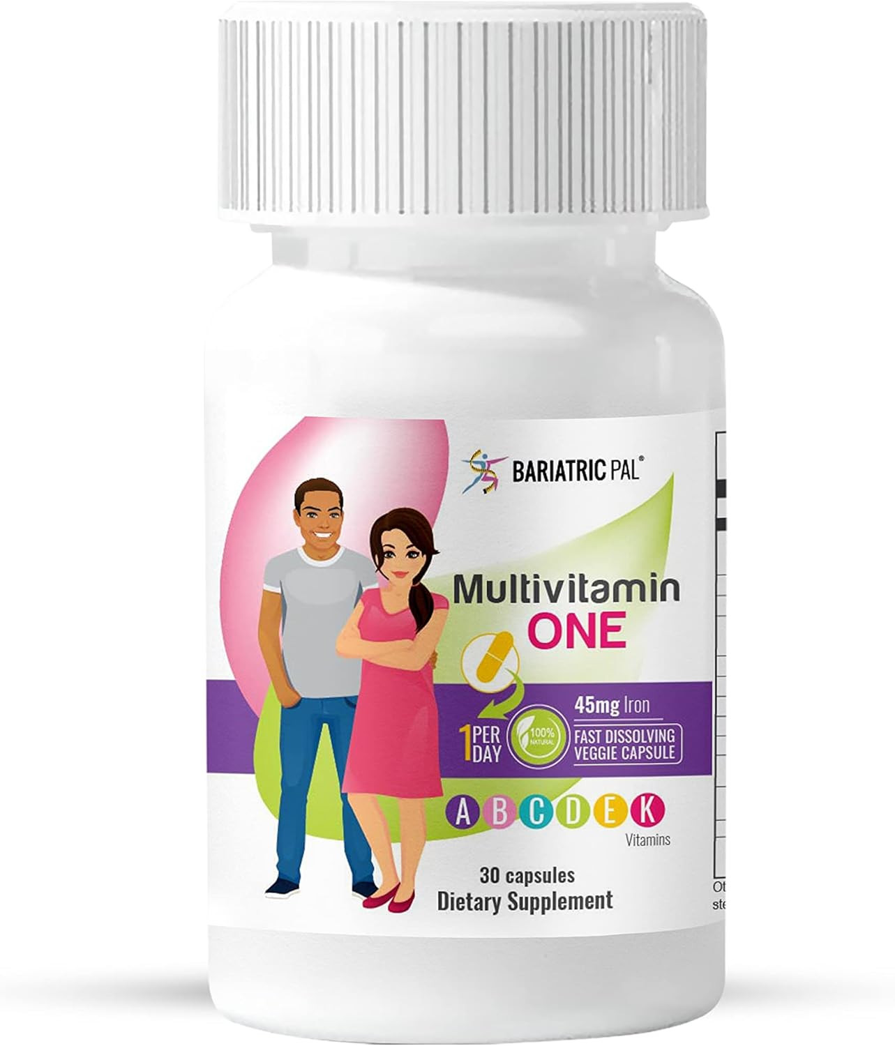 Multivitamin ONE 1 per Day! Bariatric Multivitamin Capsule with 45Mg Iron (30 Co