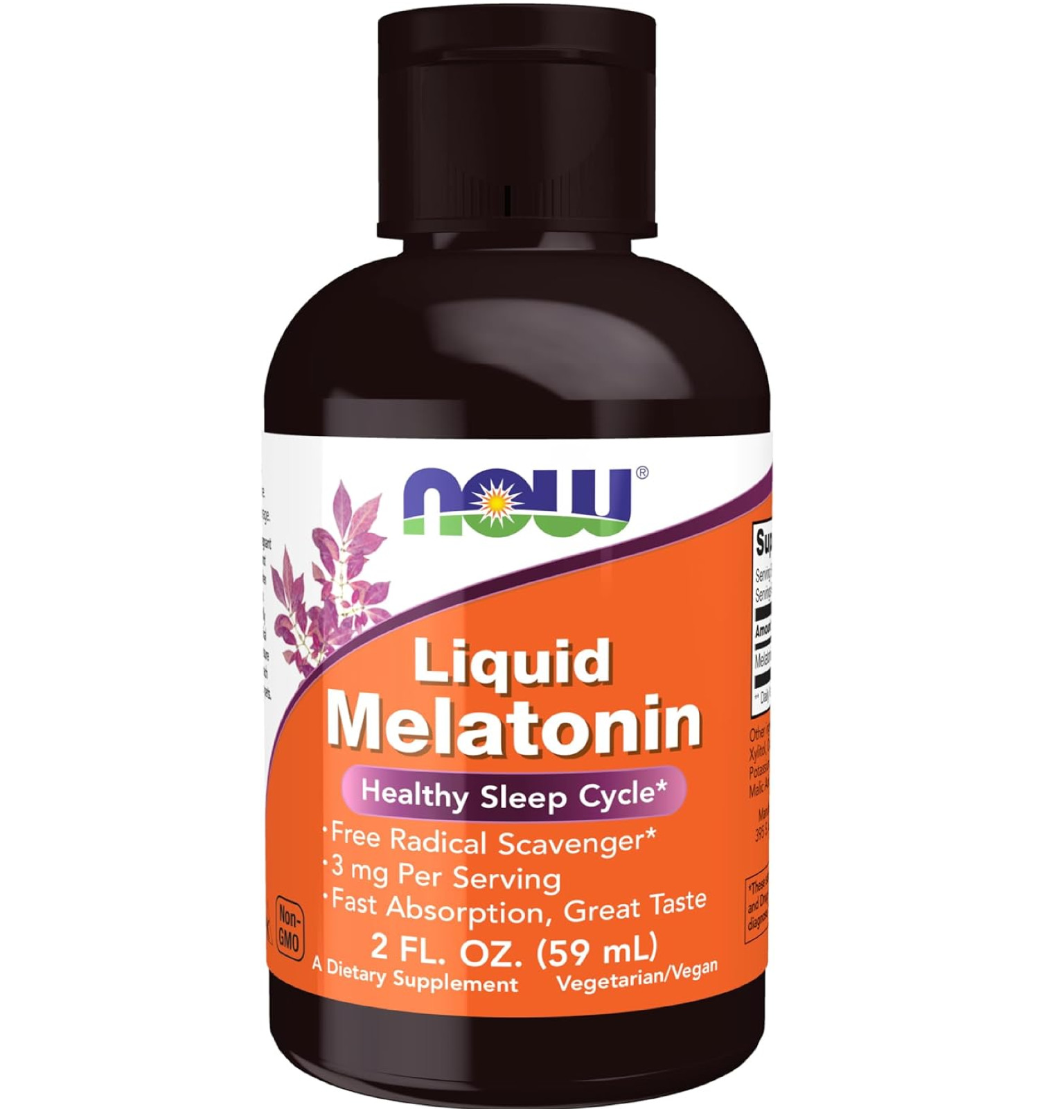 NOW Supplements, Liquid Melatonin, 3 mg Per Serving, Fast 2 Fl Oz (Pack of 1)